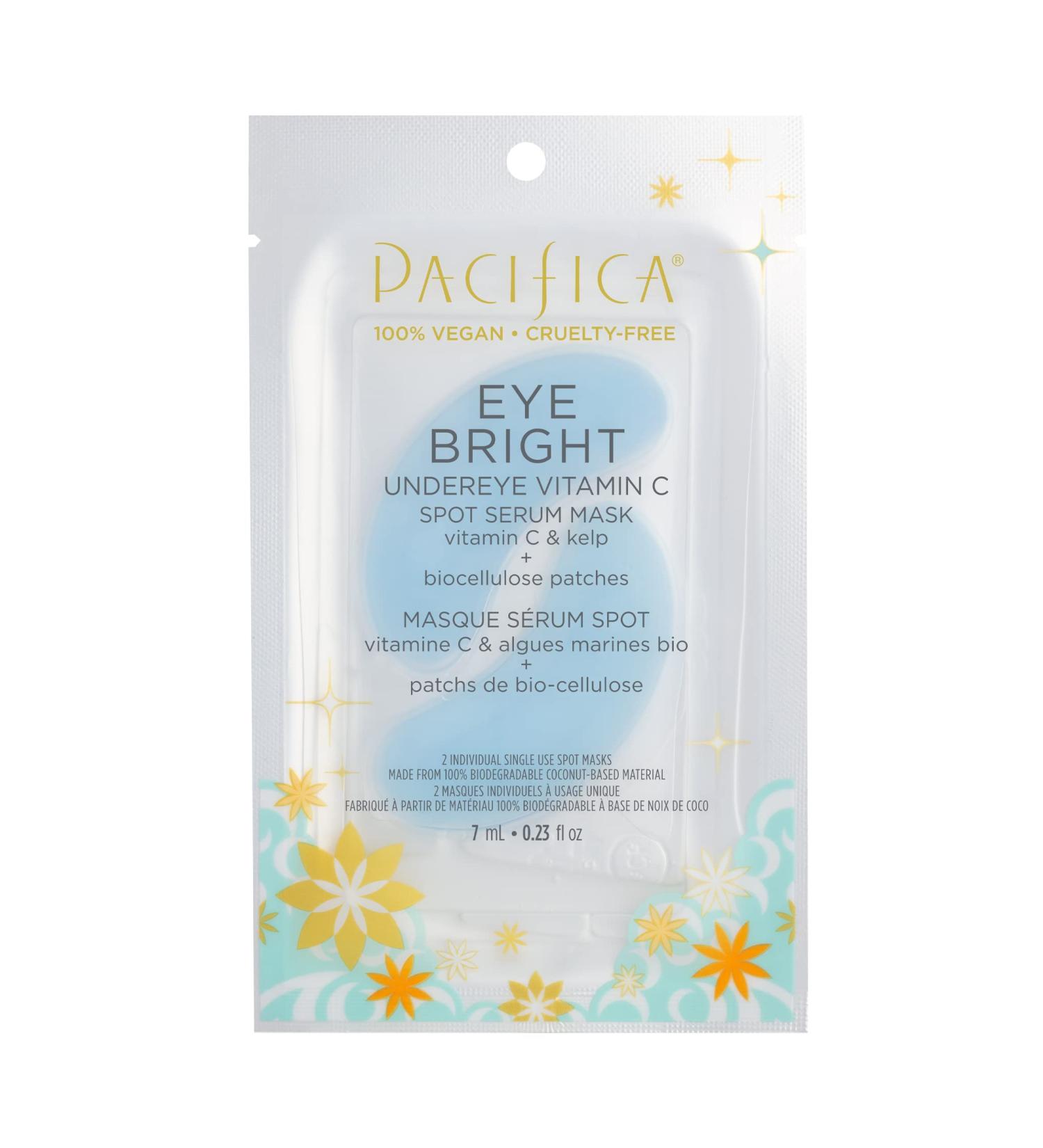 Pacifica Beauty Eye Bright Vitamin C Spot Serum Mask Under Eye Patches - Brightening, Moisturizing, Plumping - Plant-Based, Vegan, Cruelty-Free - Blue - 1 Count - Buy Online on GoSupps.com