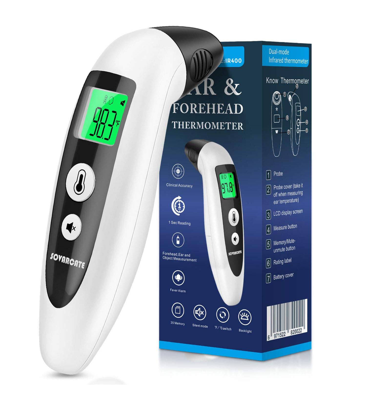 Sovarcate Digital Infrared Thermometer for Adults - Forehead and Ear Fever Accurate Reading for Baby Kids - New Algorithm - Buy Online on GoSupps.com