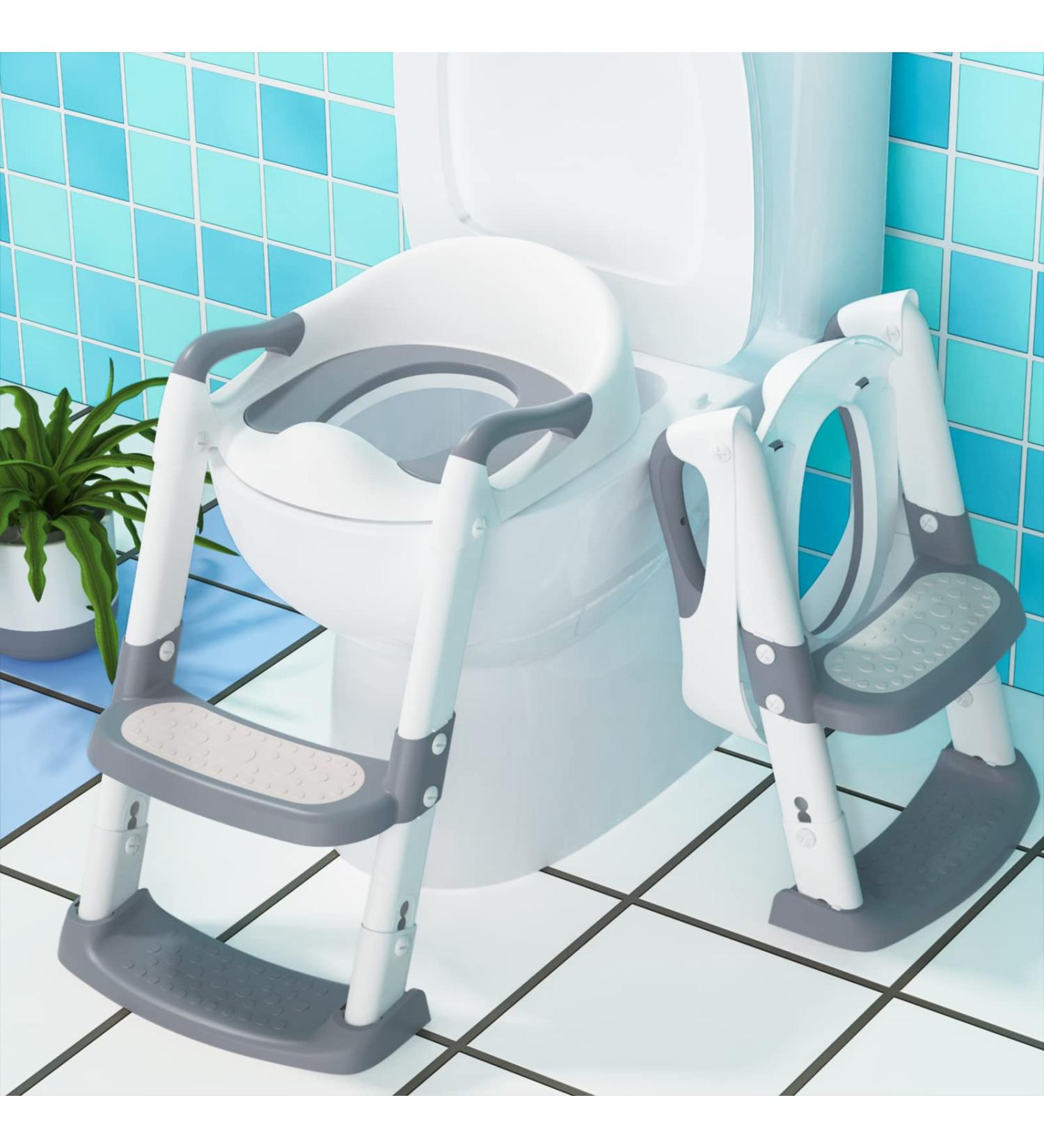 Potty Training Seat with Step Stool Ladder for Kids | Toddler Toilet Chair for Boys | Grey - Buy Online on GoSupps.com