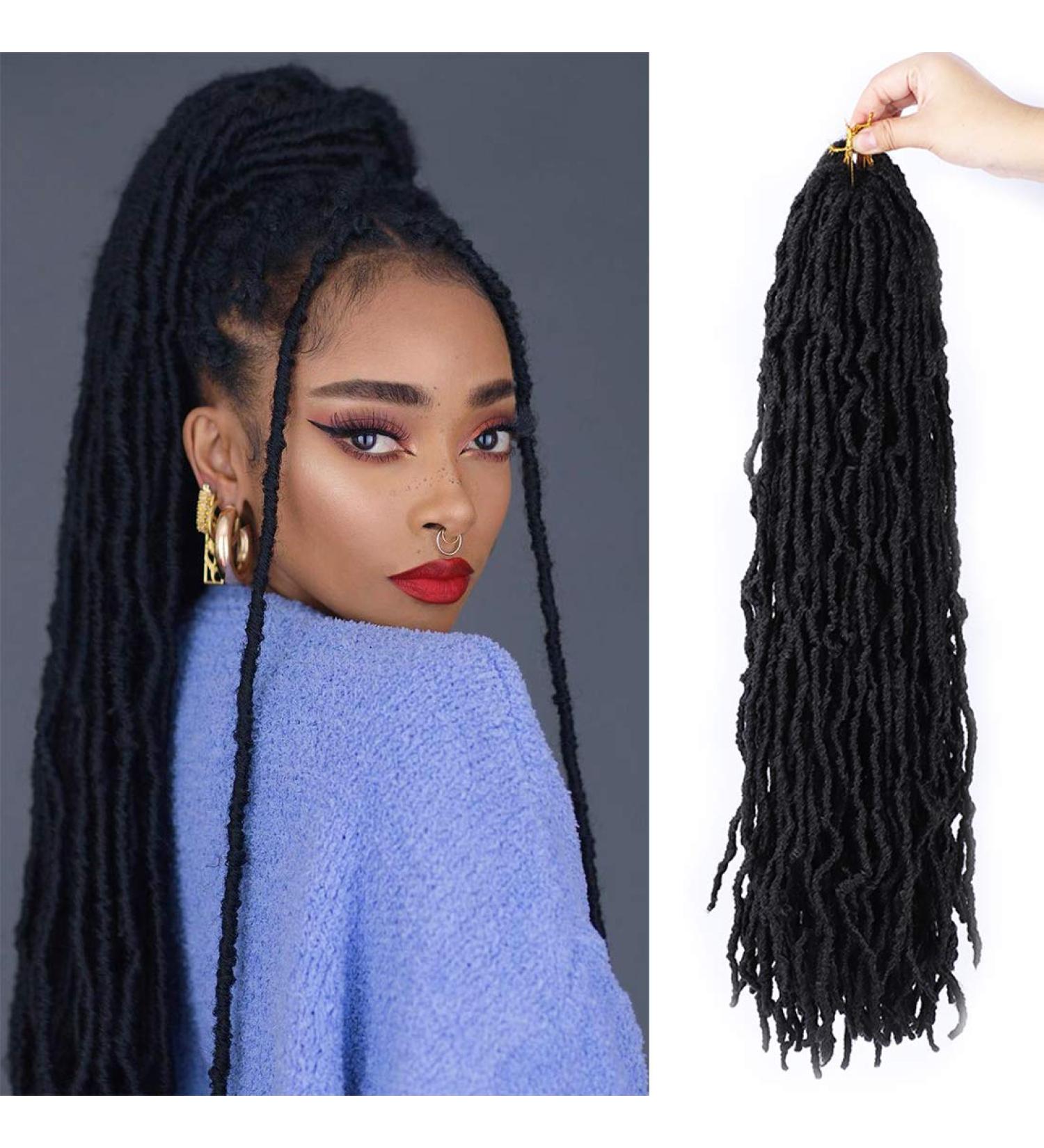 WECAN 18 inch Soft Locs Crochet Hair 7 Packs - Pre Looped Faux Goddess Locs Synthetic Braids #1B 18 Inch (Pack of 7) - Buy Online on GoSupps.com