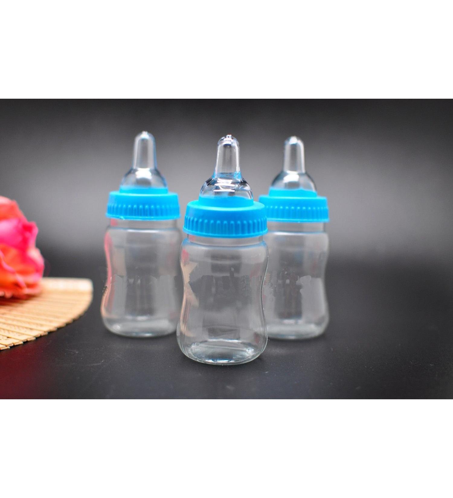 24 Fillable Bottles for Baby Shower Favors Blue Pink Party Decorations Girl Boy (Blue)