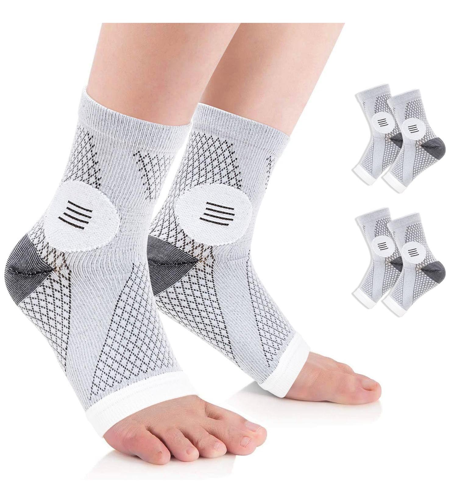 Buy 2 Pairs of Functional Neuropathy Socks for Plantar Fasciitis - Compression Ankle Brace for Pain Relief - Medium Gray - Unisex - Buy Online on GoSupps.com