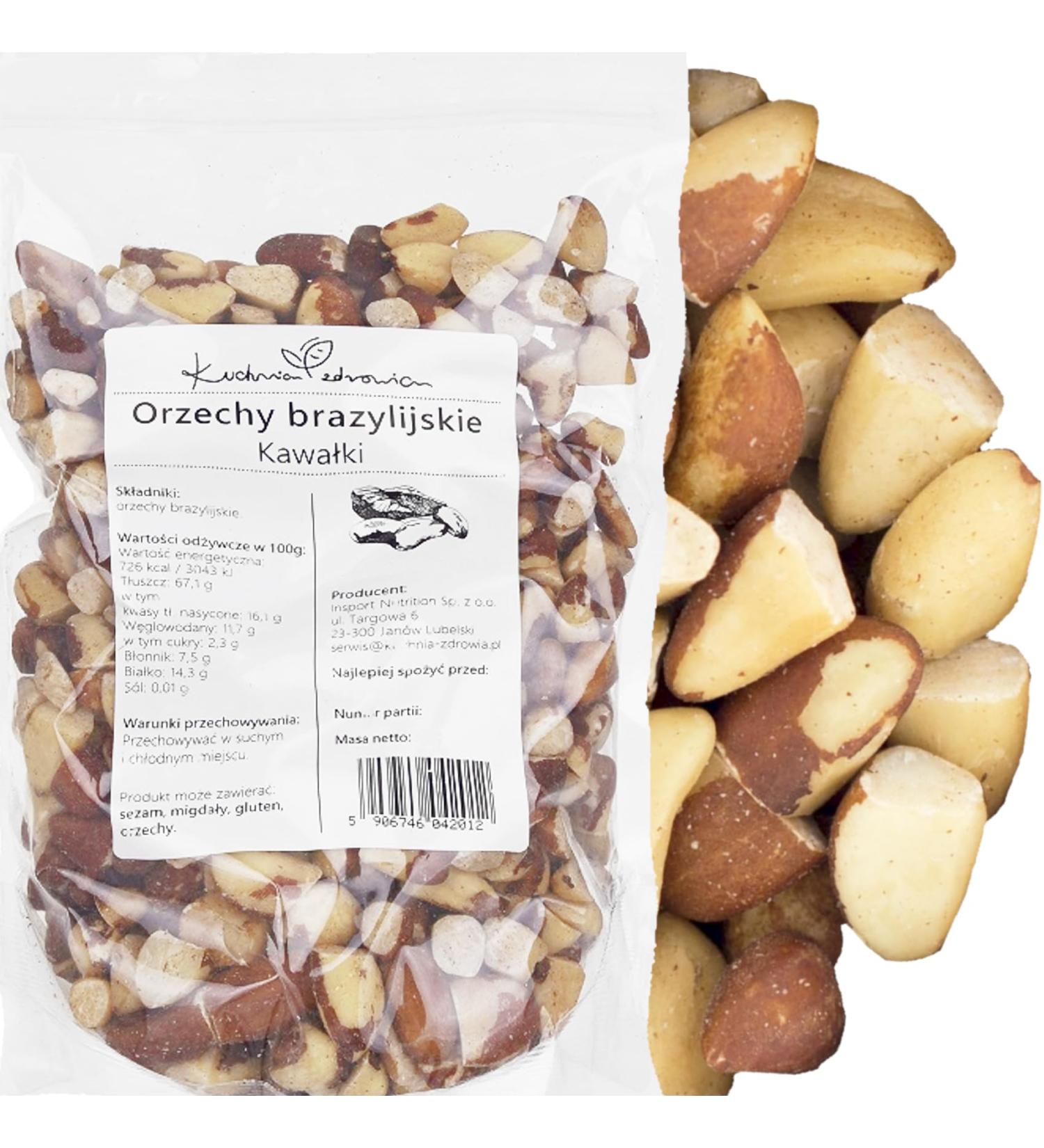 Kuchnia Zdrowia Brazil Nut Halves - Natural Salt-Free Vegan Snack - 1kg Doypack (200g) - Buy Online for International Shipping - Buy Online on GoSupps.com