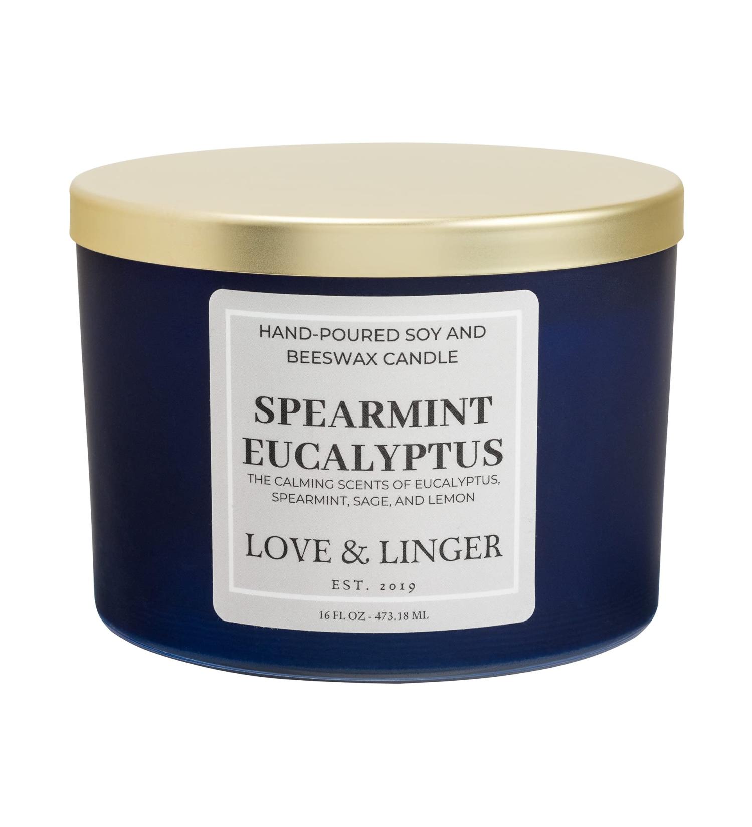 Aromatherapy Candle - Eucalyptus Luxury Soy & Beeswax 3 Wick - 16 oz Stress Relief & Relaxation Candle for Home - Buy Online on GoSupps.com