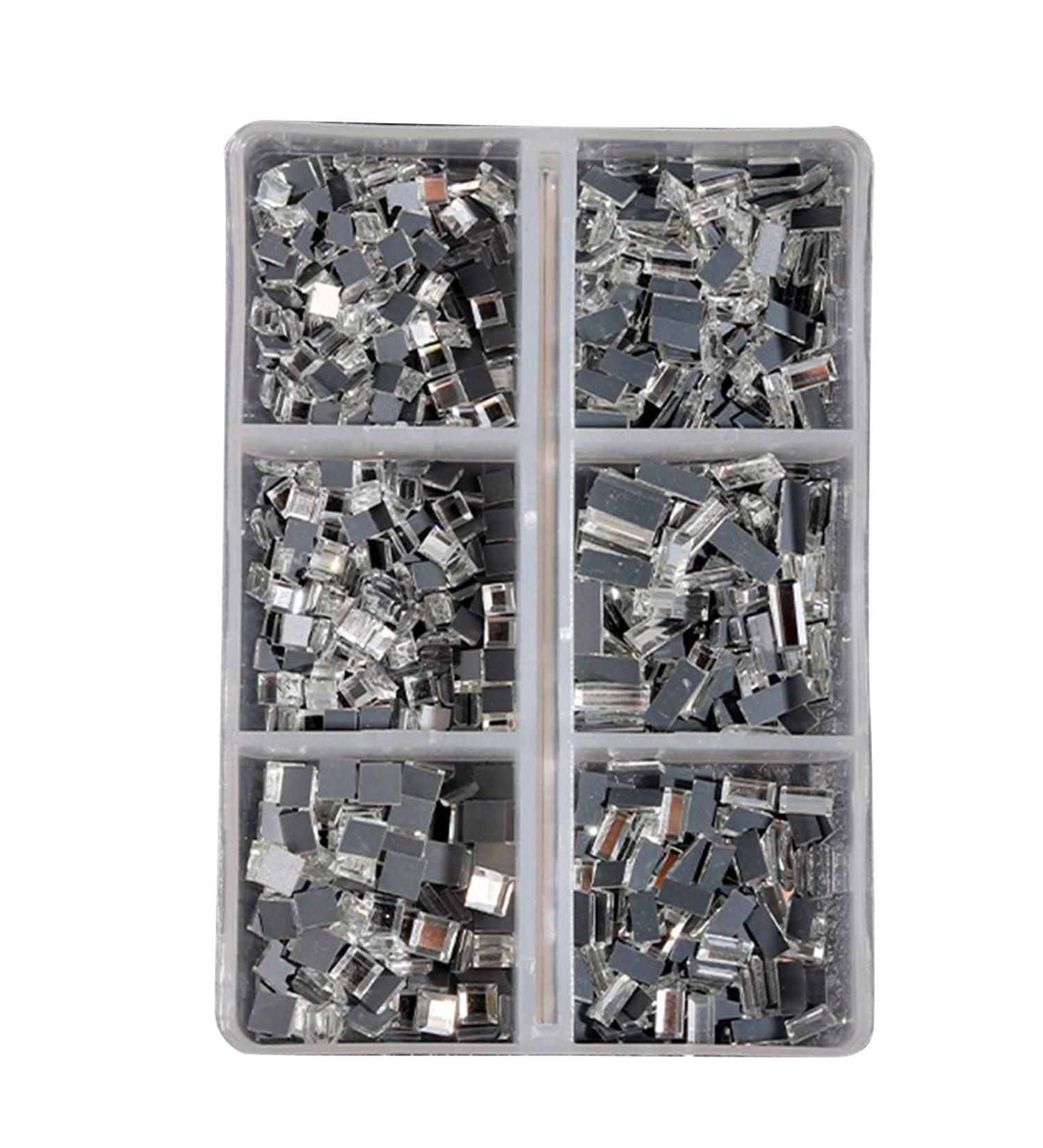 FEIlei 6 Grids Box Set Flat Back Rhinestones and Small Round Diamond Combination for DIY Nail Art Accessories Crystals - Buy Online on GoSupps.com