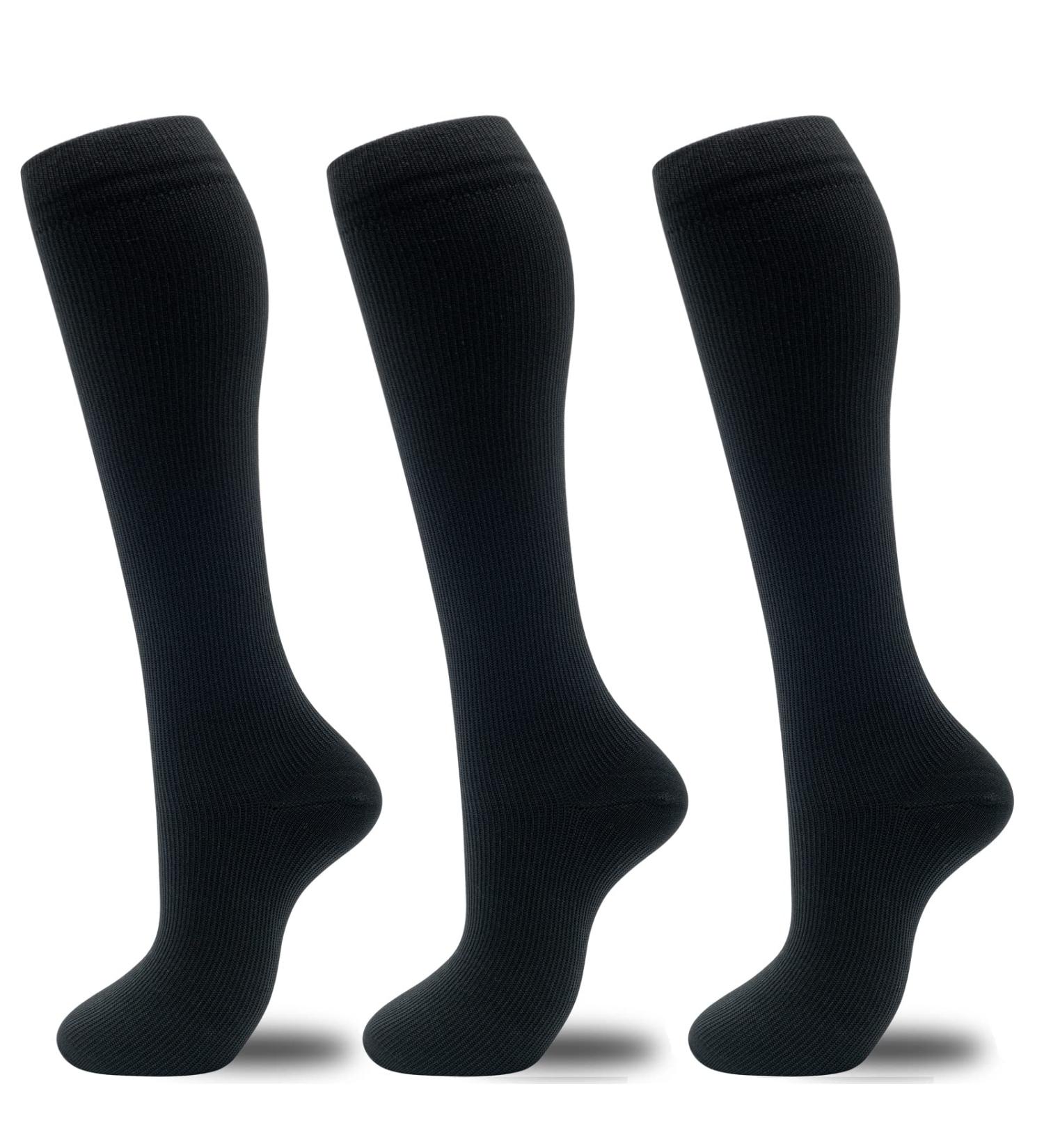 Fun Compression Socks 20-30 mmHg for Women Men - Nurse Pregnancy Travel Flight - Black L/XL (1-3 Pairs) - Buy Online on GoSupps.com