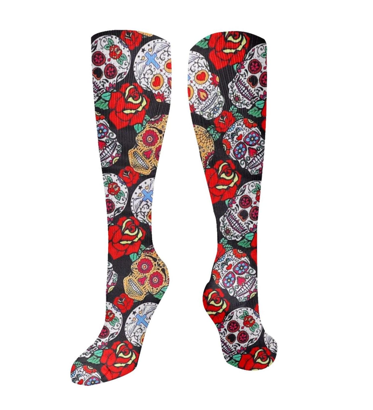 Shop Sugar Skull Compression Socks for Men & Women | 15-20 mmHg Support for Running & Cycling - Buy Online on GoSupps.com