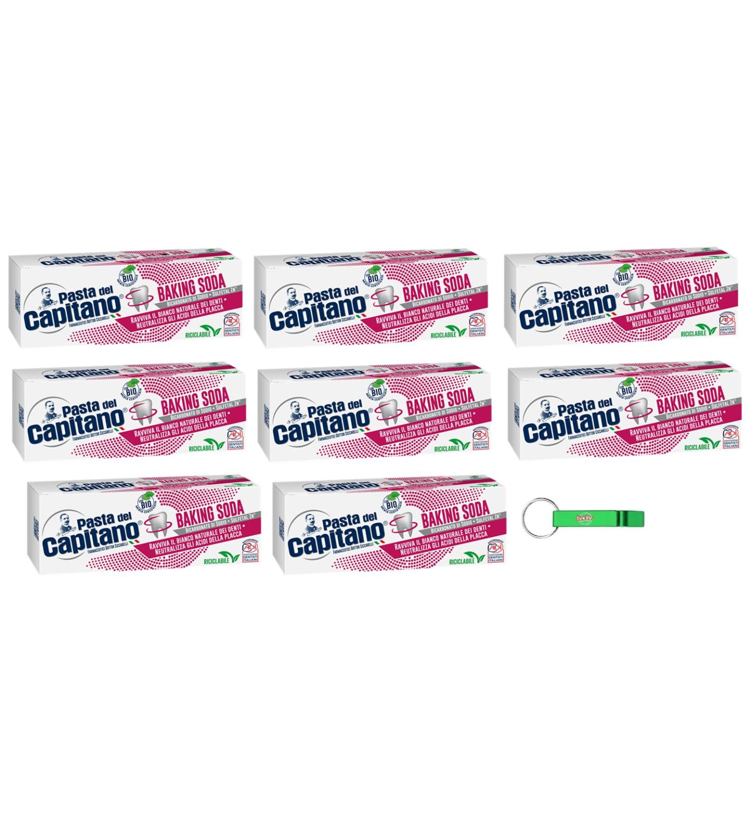 Buy 8x Pasta del Capitano Baking Soda Toothpaste - Natural Whitening 100ml + Free Beni Culinari Keychain - International Shipping Available! - Buy Online on GoSupps.com