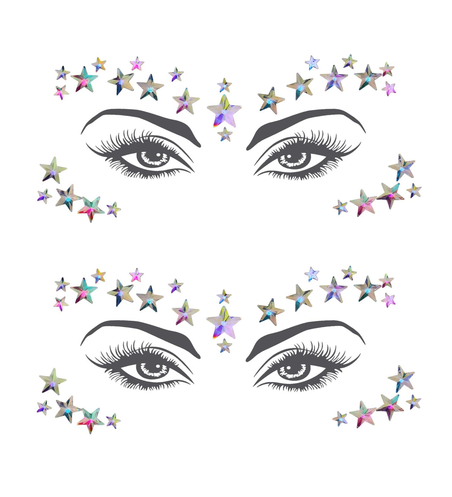 RLMOON Mermaid Rhinestone Face Jewels Sticker - 3D Crystal Gem Cosplay Halloween Decoration for Carnival, Music Festivals - 2 Sheet Star Collection - Buy Online on GoSupps.com