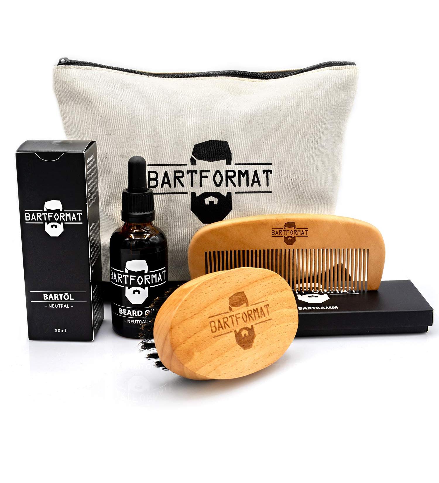 Premium 4-Part Beard Care Set | Includes Beard Oil Brush & Cultural Bag | Ideal Gift for Men - Buy Online on GoSupps.com