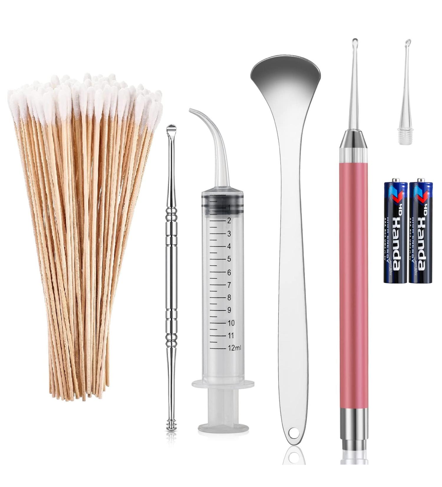 Xuke Tonsil Stone Removal Set - Stainless Steel Tools LED Remover 100 Long Swabs & Tongue Cleaner for Effective Oral Hygiene - Buy Online on GoSupps.com