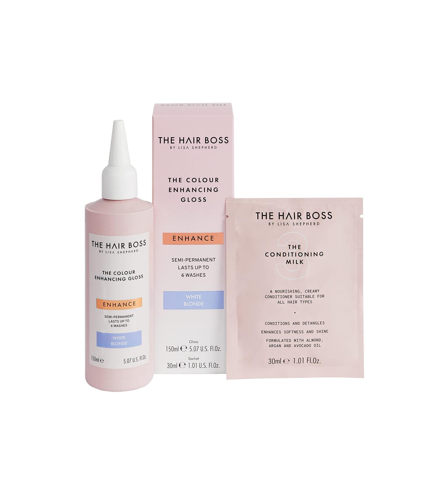 White Blonde Colour Enhancing Gloss by The Hair Boss: 6 Wash Semi-Permanent Treatment 150ml - Buy Online on GoSupps.com