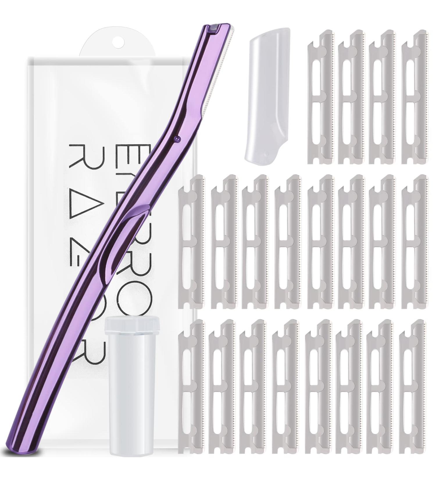Premium Eyebrow Razors for Men & Women | Dermaplaning Tools with Non-Slip Silver Diamond Handle | Stainless Steel Purple Eyebrow Trimmer - Buy Online on GoSupps.com