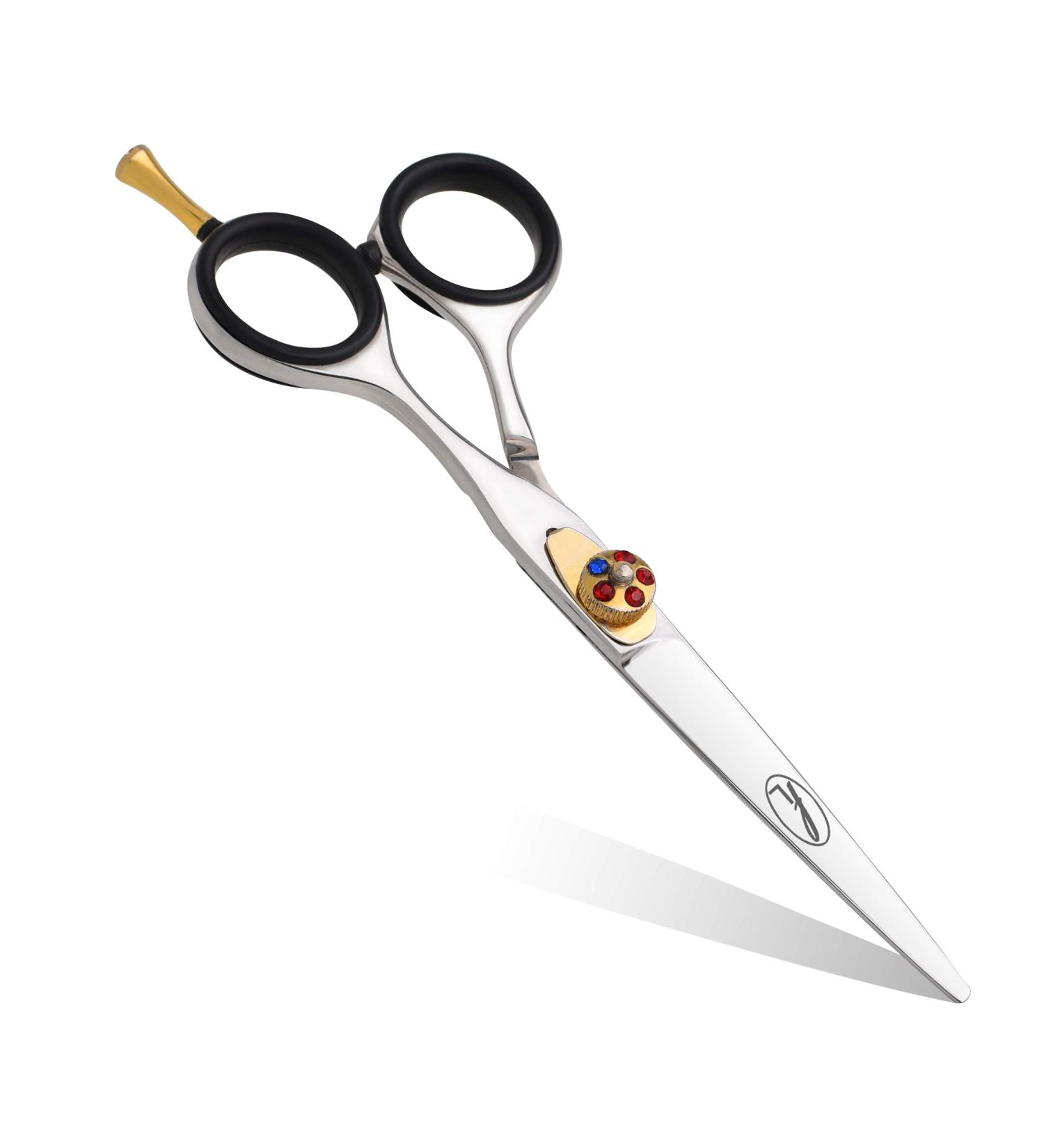 Professional Hairdressing Scissors with Hook Gemstone Dial & Razor Edge Steel - Salon Quality Anti-Rust Barber Scissors for Cutting Hair - 5 inch - Buy Online on GoSupps.com