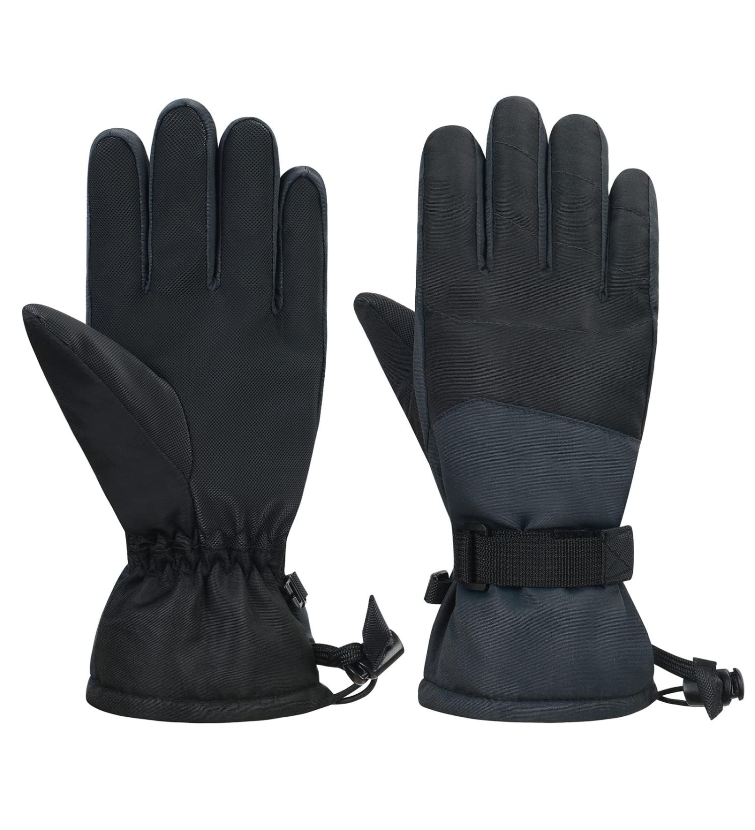 American Trends Kids Snow Gloves - Waterproof Ski Gloves for Boys & Girls | Cold Weather Outdoor Sports Snowboard Gloves | Large Size (10-14 Years) - Black - Buy Online on GoSupps.com