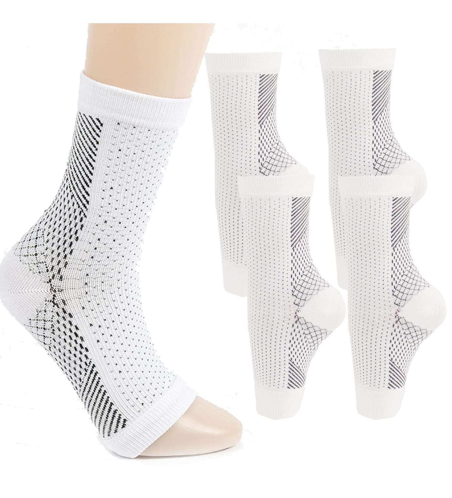 Heelsium Pain Relief Socks - Compression Socks for Neuropathy Pain (White 2 Pairs L) - International Shipping Available - Buy Online on GoSupps.com