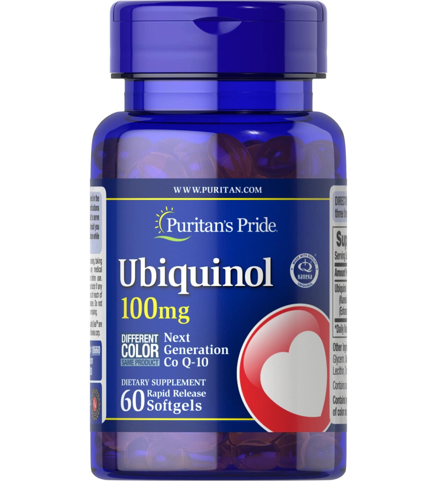Puritan's Pride Ubiquinol 100 mg - 60 Rapid Release Softgels | Premium Antioxidant & Energy Support Supplement - Fast International Shipping - Buy Online on GoSupps.com