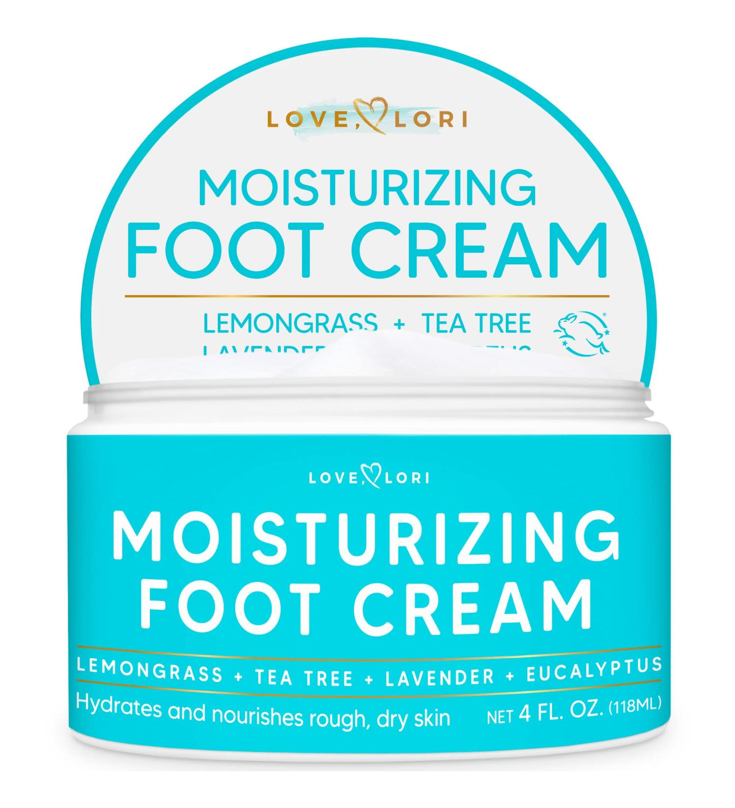 LOVE LORI Foot Cream - 4 oz. Foot Repair & Moisturizer with Tea Tree Oil & Lemongrass for Cracked Feet Treatment - Women's Foot Care Lotion - Buy Online on GoSupps.com
