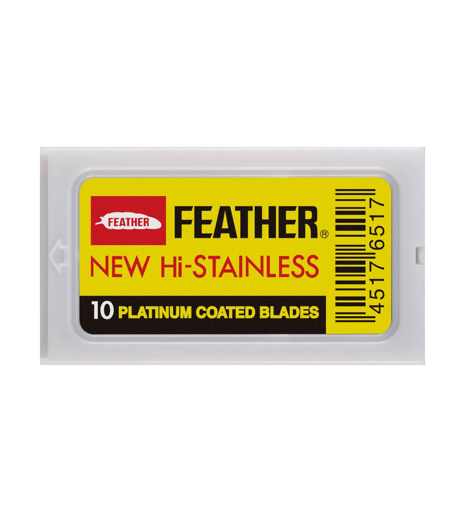 Feather Double Edge Safety Razor Blades (50 Count) - Platinum Coated Hi-Stainless Steel Blades - Made in Japan - Buy Online on GoSupps.com