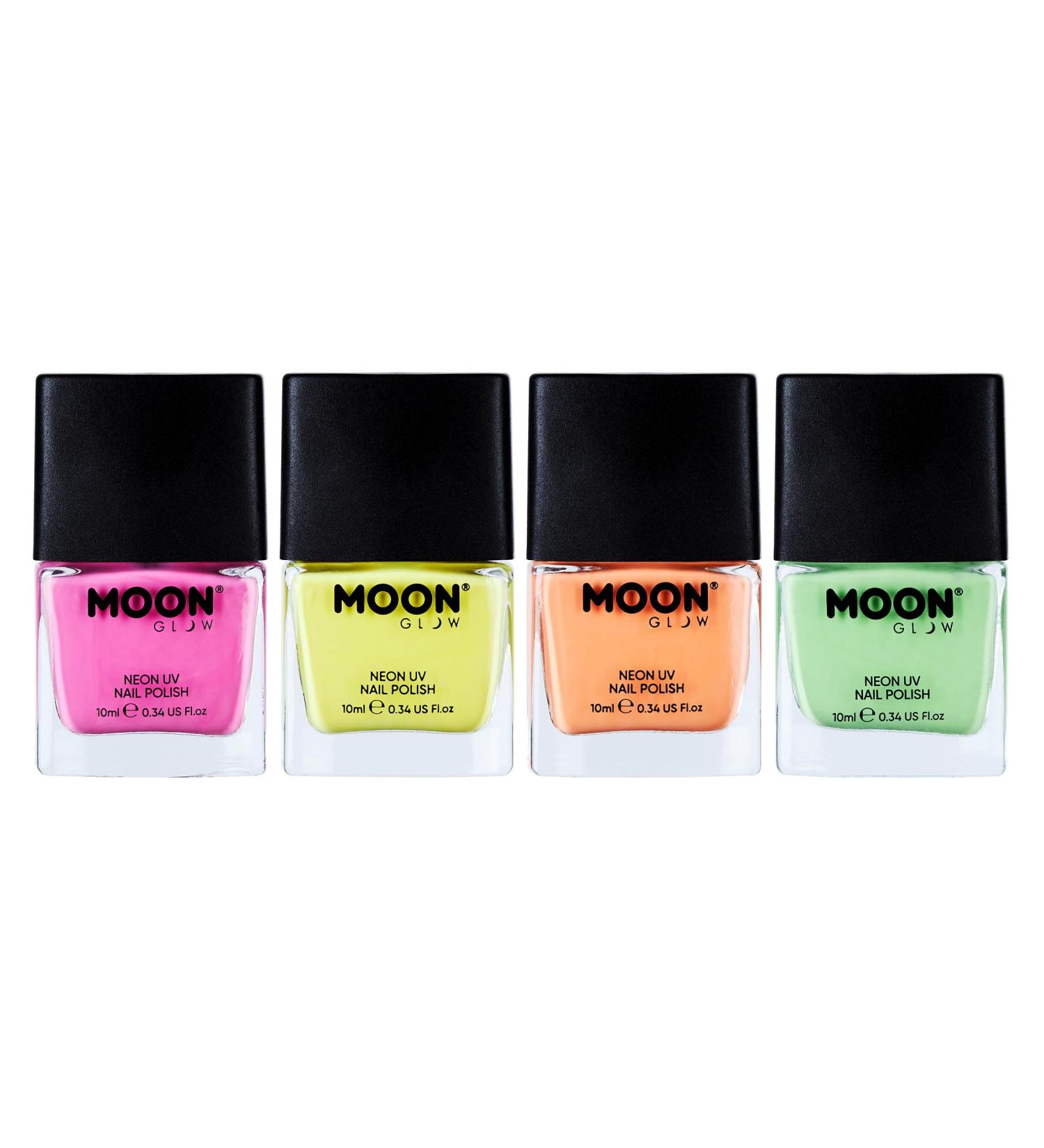 Neon UV Nail Polish by Moon Glow - Pastel Set of 4 - Bright Neon Nail Varnish - Glows under UV - 10ml - Buy Online on GoSupps.com