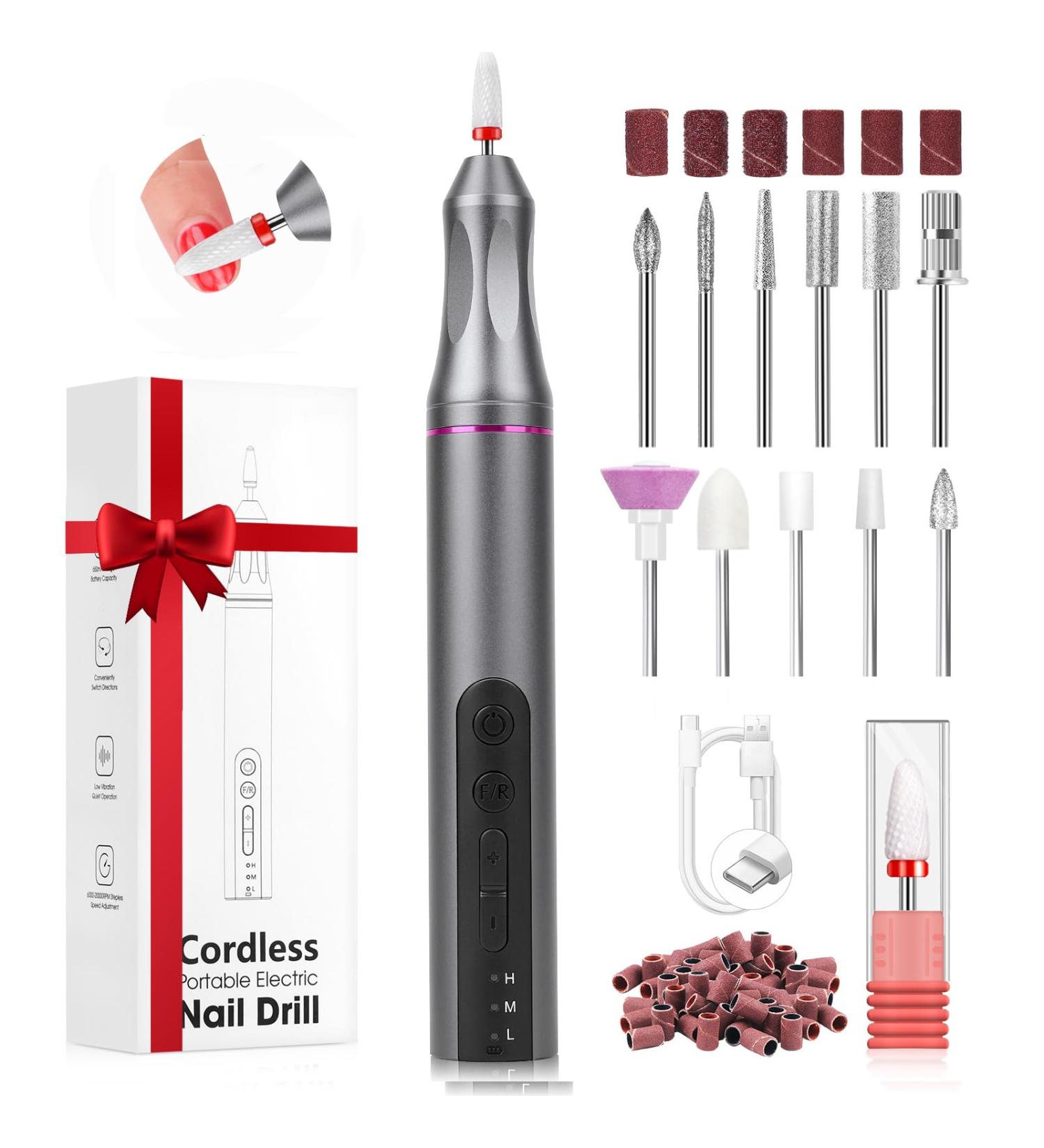 Saviland Electric Nail Drill Kit 20,000RPM - Cordless Portable Nail File for Acrylic, Dip Powder, Gel Polish - Manicure Pedicure Tool Set - Women's Gift - Buy Online on GoSupps.com