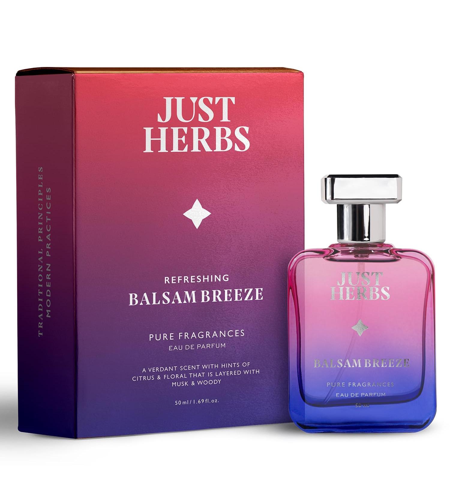 Jus't Herbs Refreshing Balsam Breeze EDP Perfume for Men Long Lasting Eau Da Parfum Pure Fragrance Body Spray for Men - 50 ml. - Buy Online on GoSupps.com