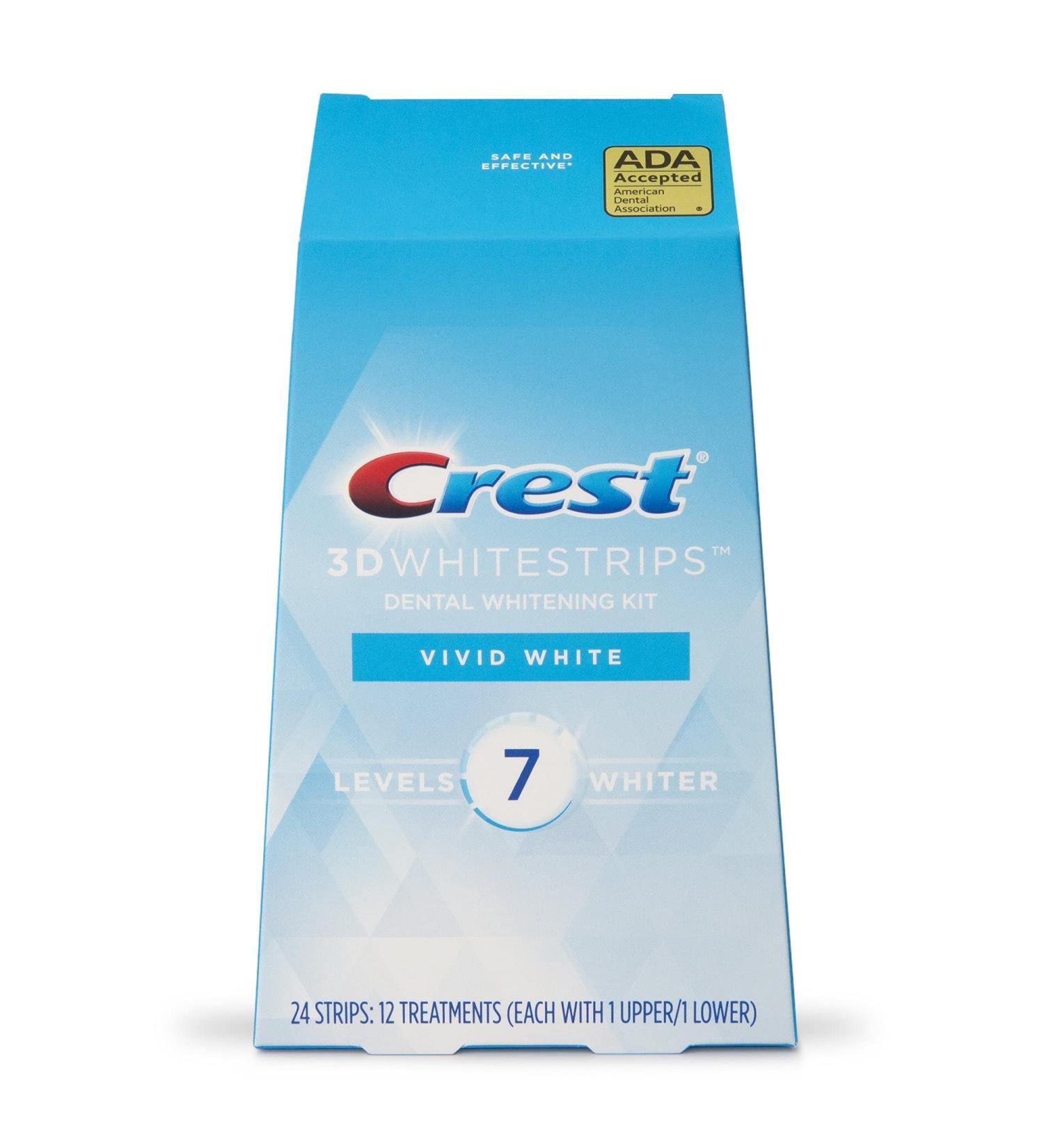 Crest 3D Whitestrips Vivid White Teeth Whitening Kit, 24 Strips, (12 Count Pack)