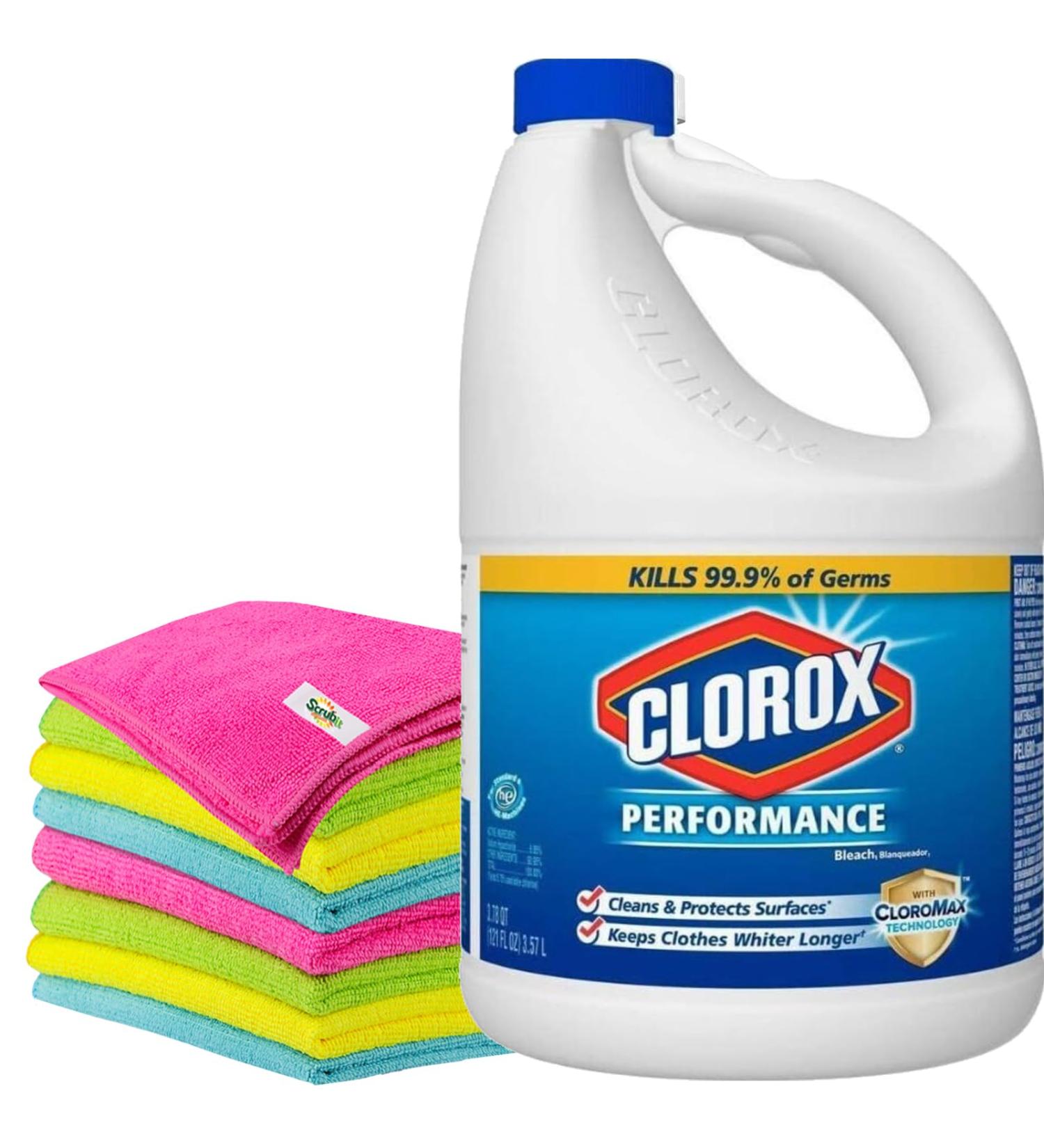 Bulk Bleach Liquid Cleaner for Laundry & Bathroom - 121 oz + Free 6-Pack Microfiber Cloths | Effective Multi-Purpose Cleaning Solution - Buy Online on GoSupps.com