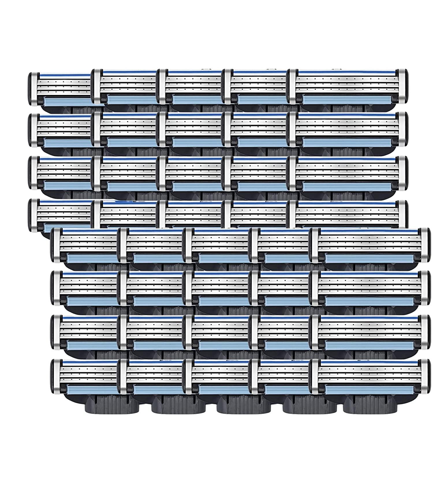 40Pcs Mach 3 Turbo Razor Blade Refills for Gillette - Precision Cut Stainless Steel Blades for Hard to Shave Spots - Buy Online on GoSupps.com