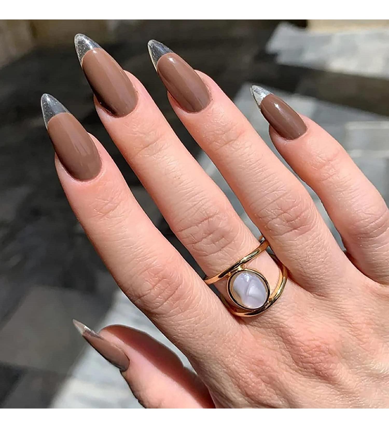 Press on Nails Professinal False Nail Kit -3D French Long Press on Nails Glossy Fake Nails Full Cover Ballerina Nails Tips for Women and Girls Gift (Color : H) (H) - Buy Online on GoSupps.com