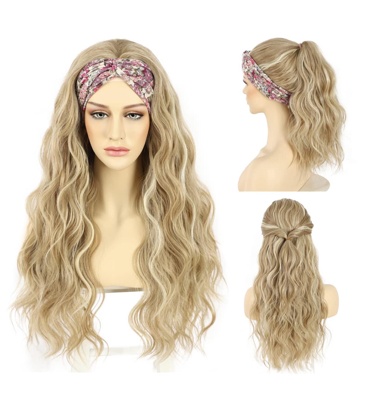 Sapphire Wigs Headband Wig - Highlight Blonde Corrugated Synthetic Wig for Women | 150% Density | 26-Inch Daily Wear & Cosplay - Buy Online on GoSupps.com