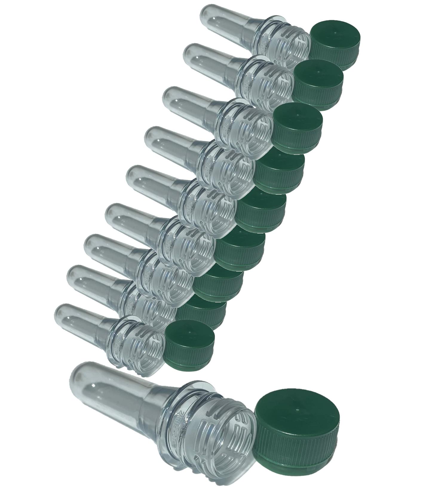 Flocoro Petlings 9cm Empty PET Preform with Lid - Green 10 Pieces | Waterproof Geocaching Accessories - Buy Online on GoSupps.com