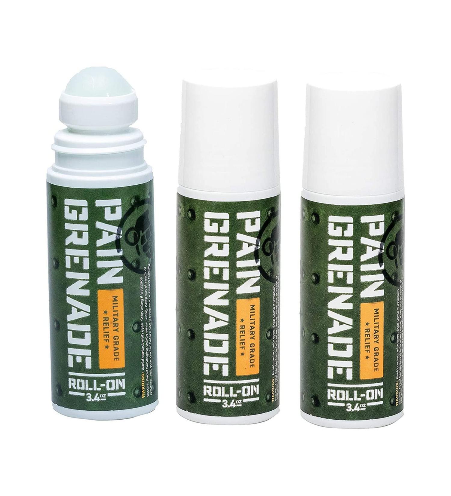 Plant Powered Roll-On Gel by Pain Grenade - Cooling and Warming Gel with Arnica Menthol Camphor Glucosamine and Other All Natural Botanicals - 3 - Pack - Buy Online on GoSupps.com