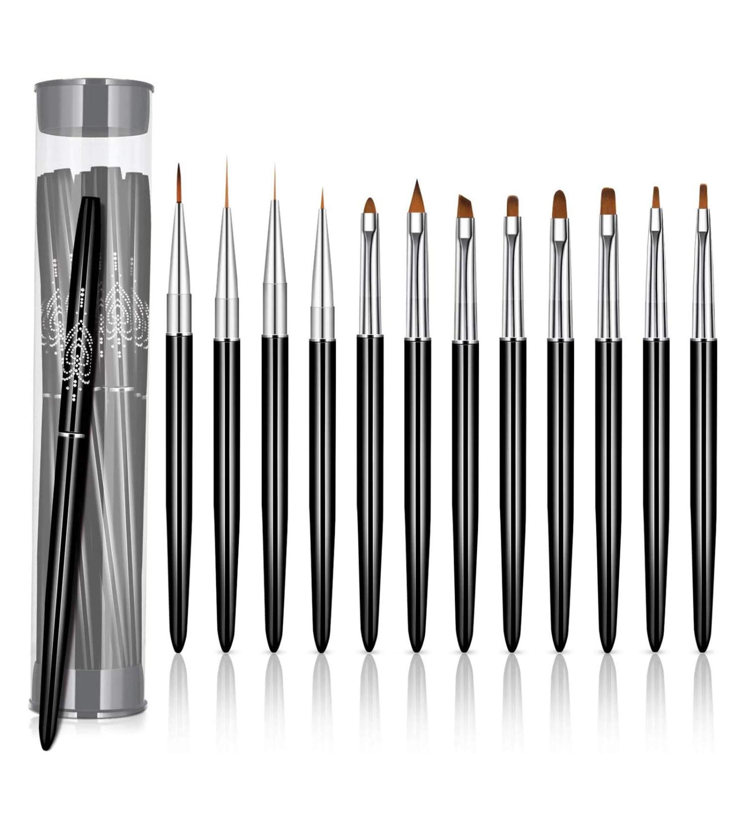 Nail Art Brush Set - 12 Flat Brushes for Professional Designs | International Shipping - Buy Online on GoSupps.com