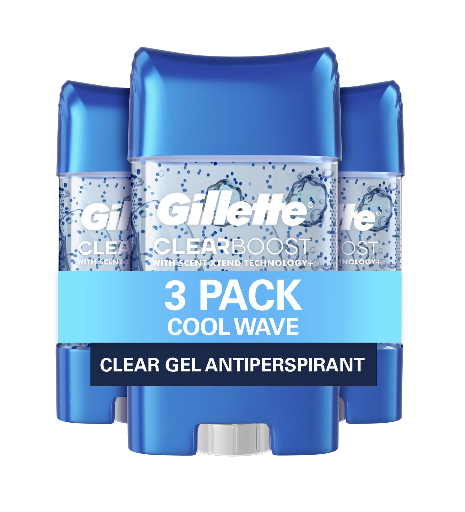 Gillette Men's Cool Wave Scent Clear Gel Antiperspirant Deodorant 2.85 oz (Pack of 3) - Buy Online on GoSupps.com