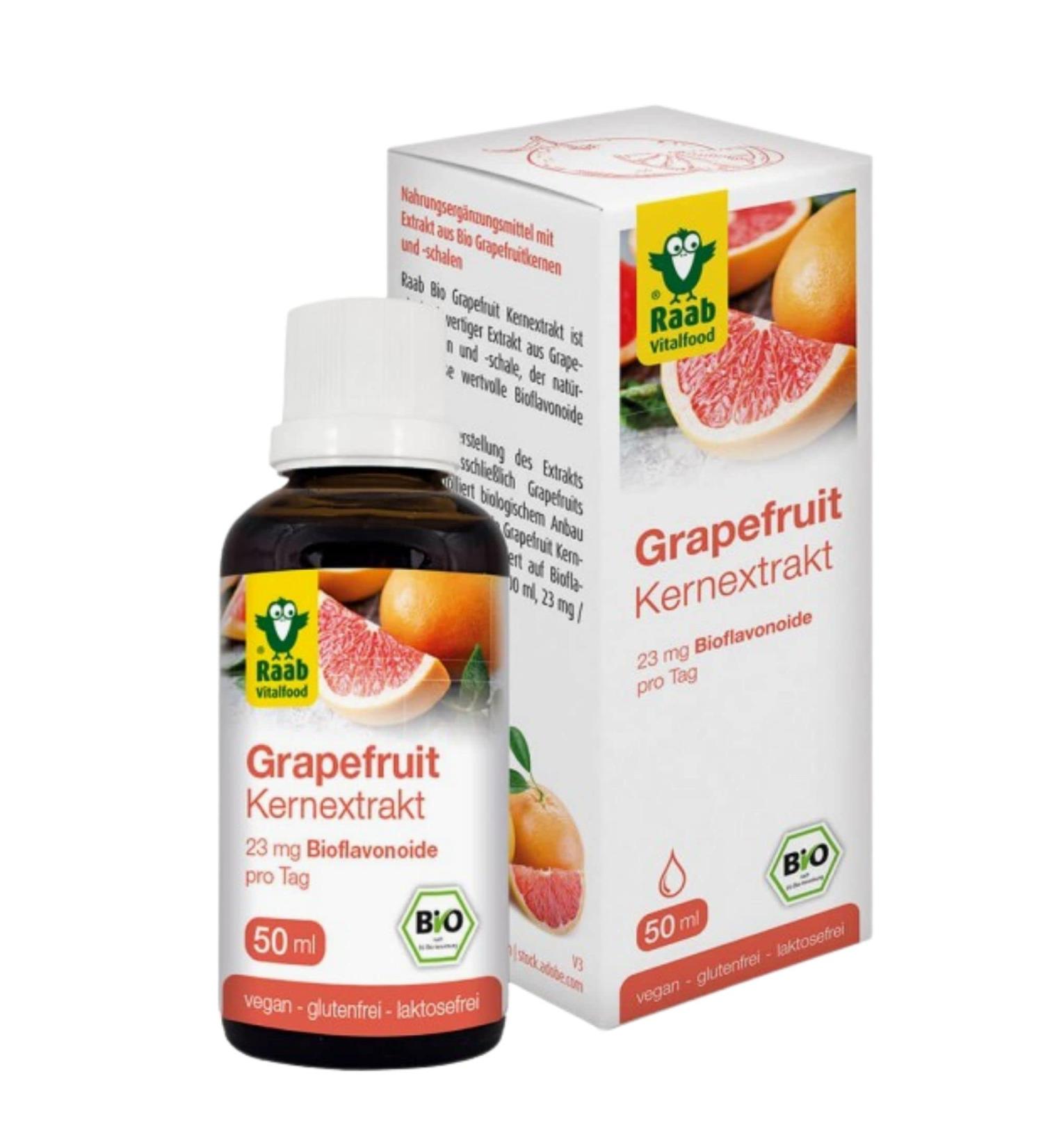 Raab Vitalfood Organic Grapefruit Seed Extract - Vegan Bioflavonoids 50 ml - Certified Raw Material from Southern Europe - Buy Online on GoSupps.com