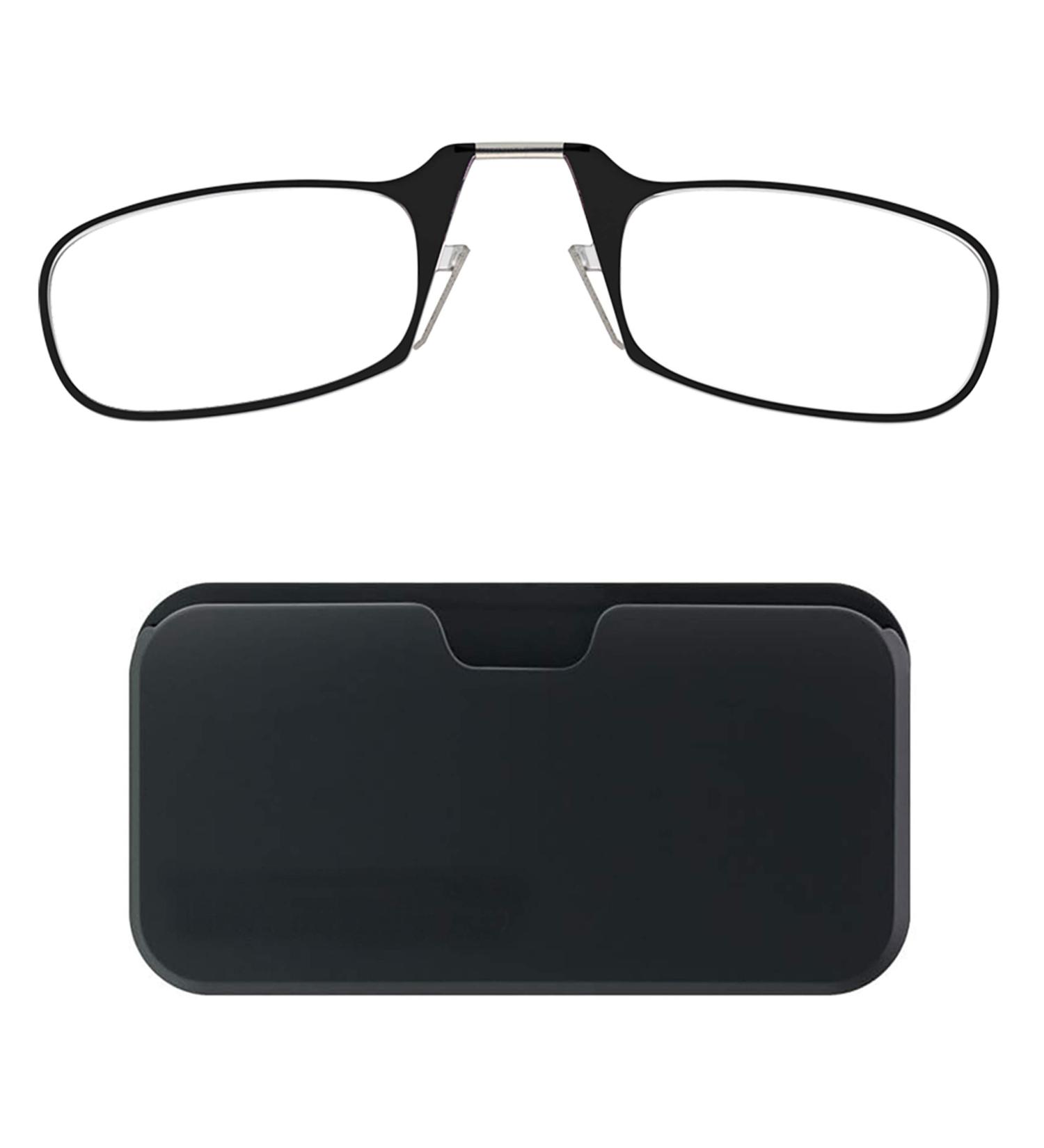 ThinOptics Reading Glasses + Black Universal Hard Case Black Frame +1.00 Diopters
