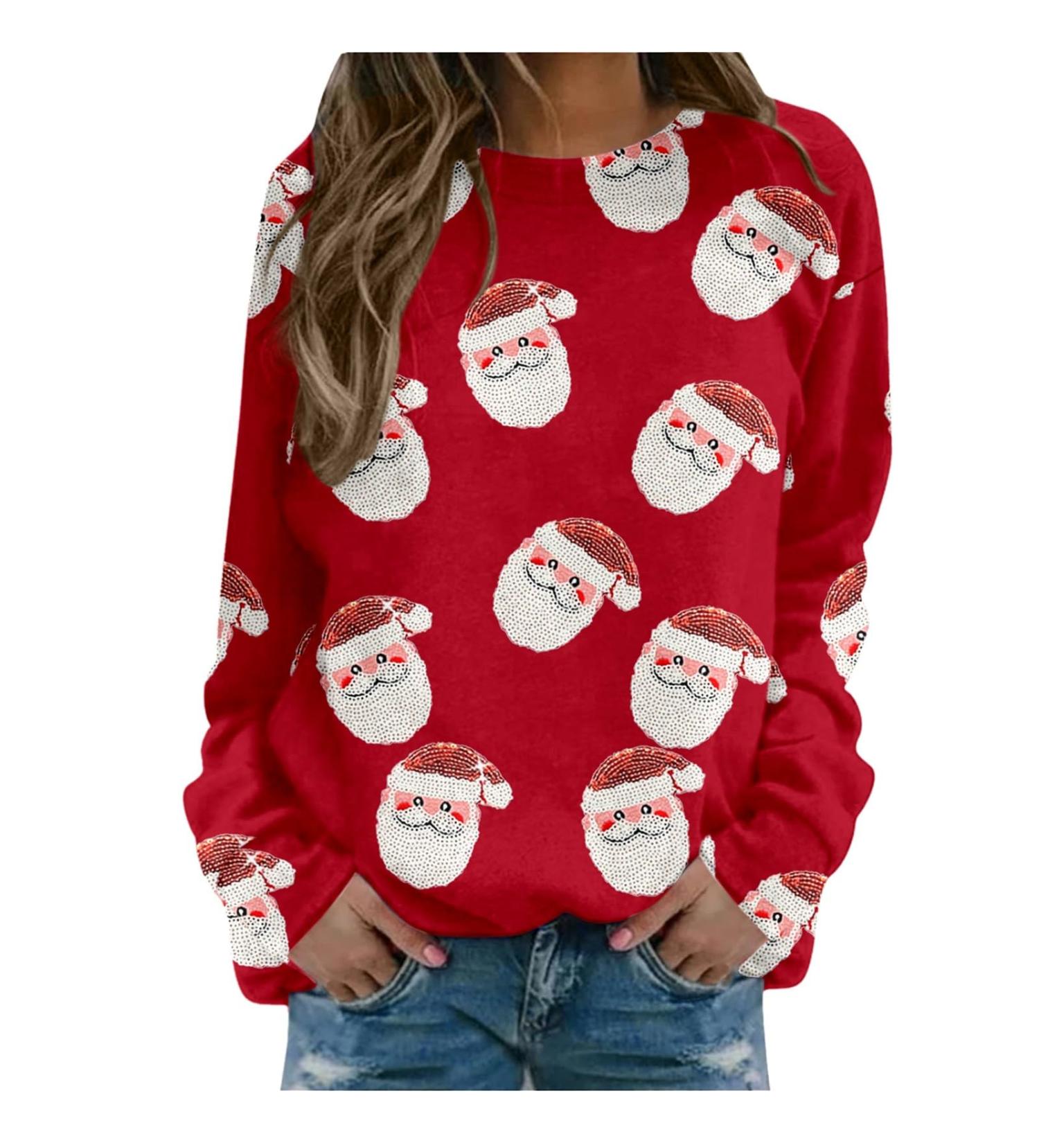 Women's Christmas Snowman & Penguin Print Sweatshirt - Red S - Buy Online on GoSupps.com