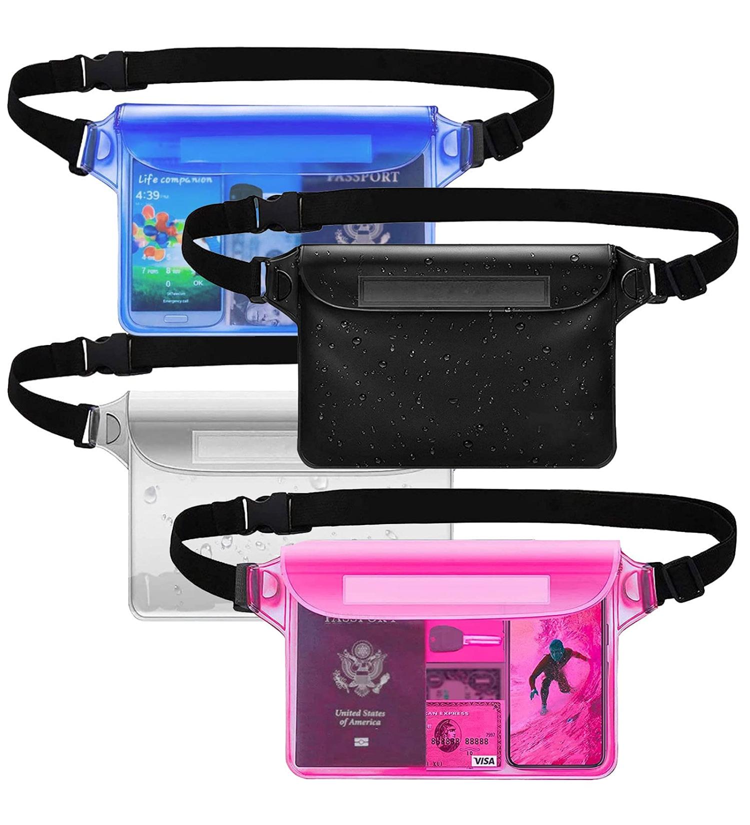 Famoby 4 Pack Waterproof Pouch with Waist Strap for Water Activities Swimming, Boating, Snorkeling, Kayaking Outdoor Beach Sports Dry Bag - Buy Online on GoSupps.com