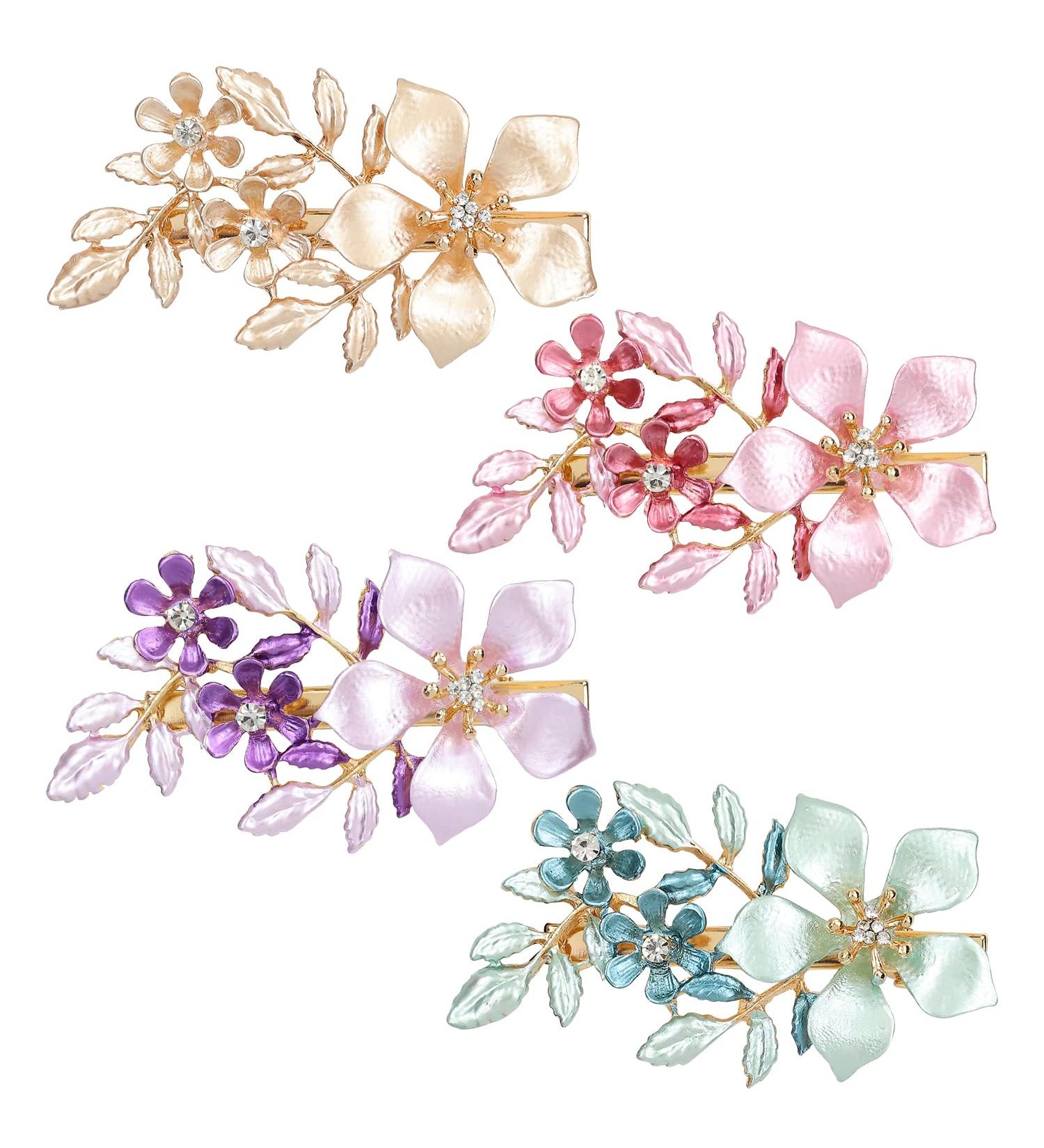 inSowni 4 Pack Luxury Glitter Butterfly Metal French Barrettes for Women Girls - Sparkly Jeweled Gems Crystals Rhinestones Hair Clips (4PCS S3) - Buy Online on GoSupps.com