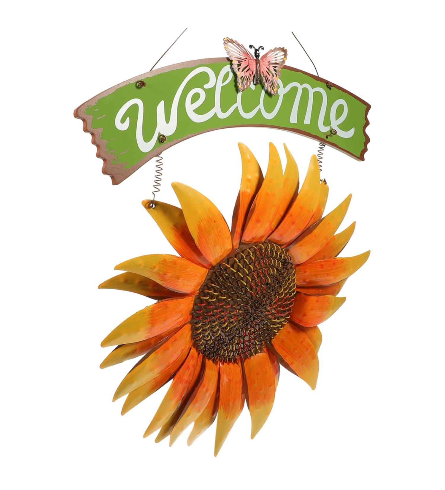 Zerodeko Fall Decor Home D cor Pendant Iron Welcome Card Sunflower 3d Front Door Wreath Sunflower Door Plaque - Buy Online on GoSupps.com