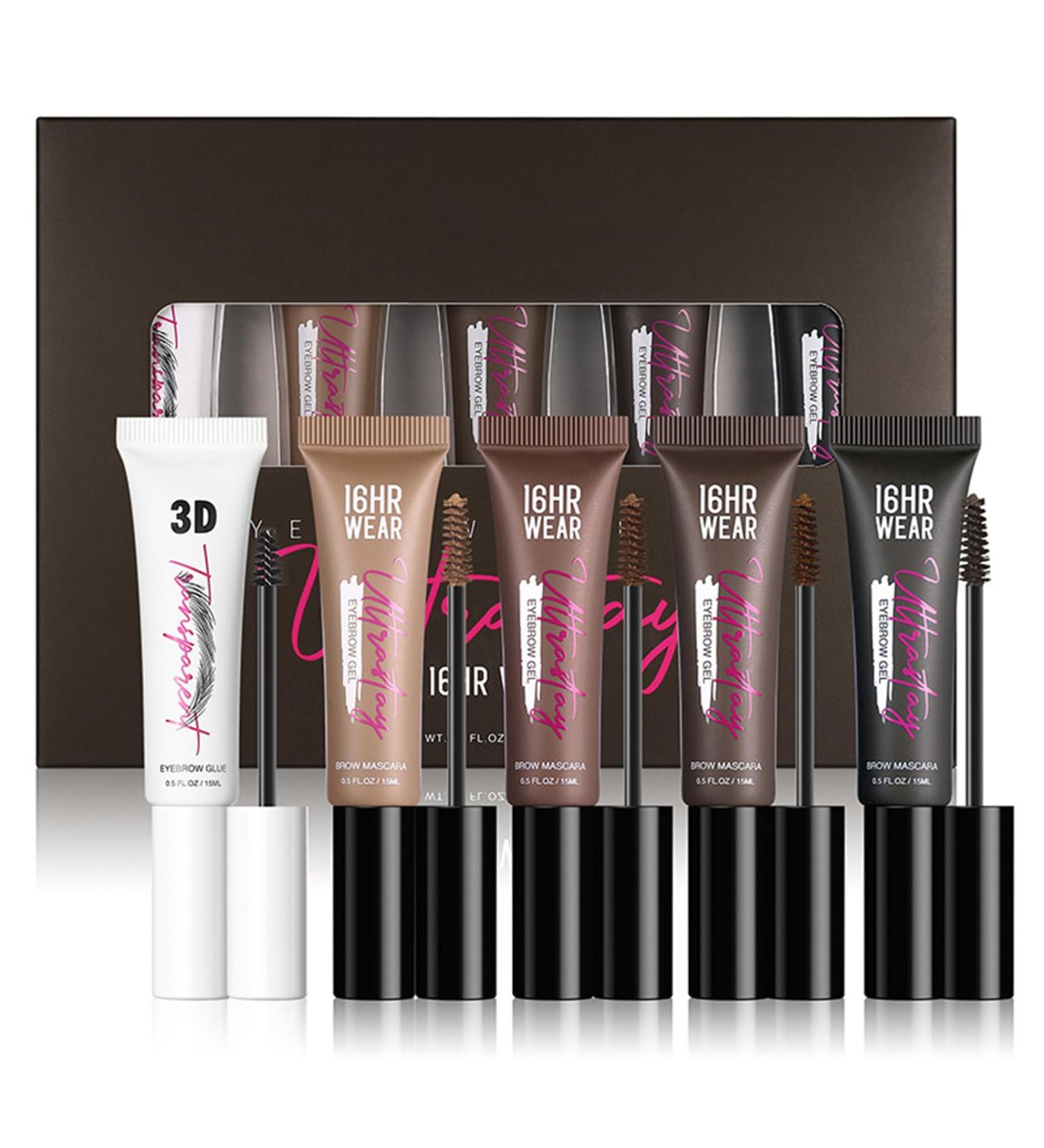 AURONUT Eyebrow Coloring Mascara Eyebrow Glue and 4 Colors Eyebrow Cream 16 Hours Long Lasting Waterproof 3D Natural Color Set Highly Pigmented Blonde & Brown & Dark Brown and Ash Black - Buy Online on GoSupps.com