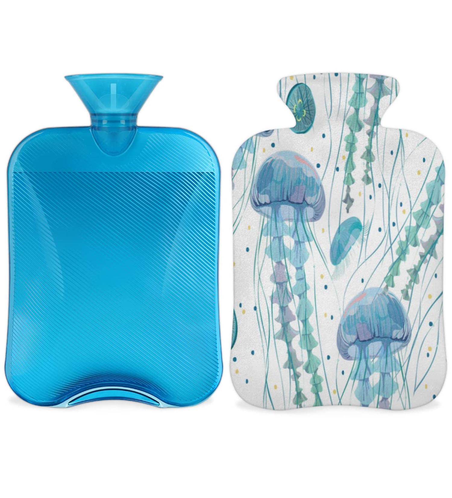 2L Hot Water Bottle - Pain Relief & Therapy | Watercolor Jellyfish Design | PVC Cold & Hot Pack for Menstrual Cramps & Warmth - Buy Online on GoSupps.com