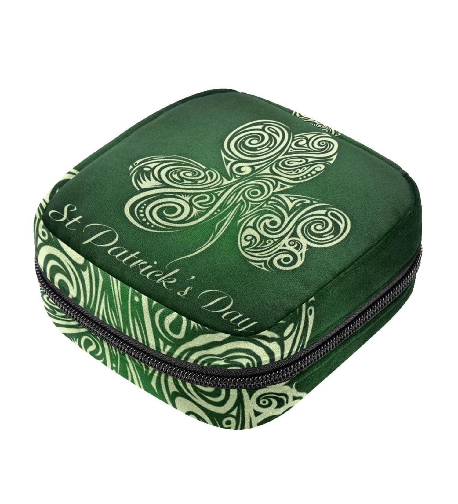 Happy St. Patrick's Day Menstruation Bag with Zipper Stylish Tampon & Napkin Collection Bag for Women & Girls - Buy Online on GoSupps.com