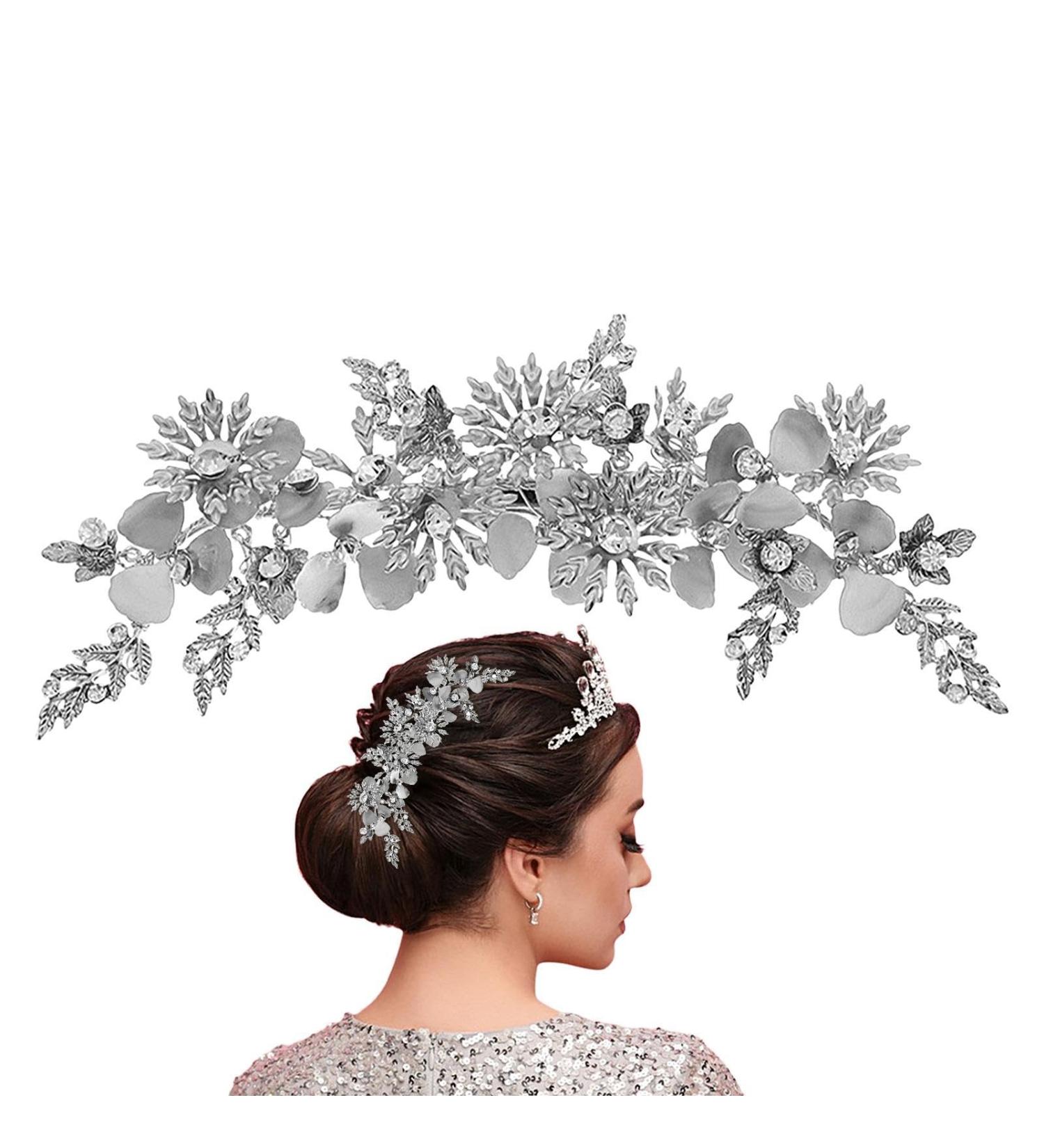 Rhinestone Hair Clip - Golden Sparkly Side Clips - Retro Look Elegant Hair Accessories Hair Clips for Gatherings Parties Festivals Events - Buy Online on GoSupps.com