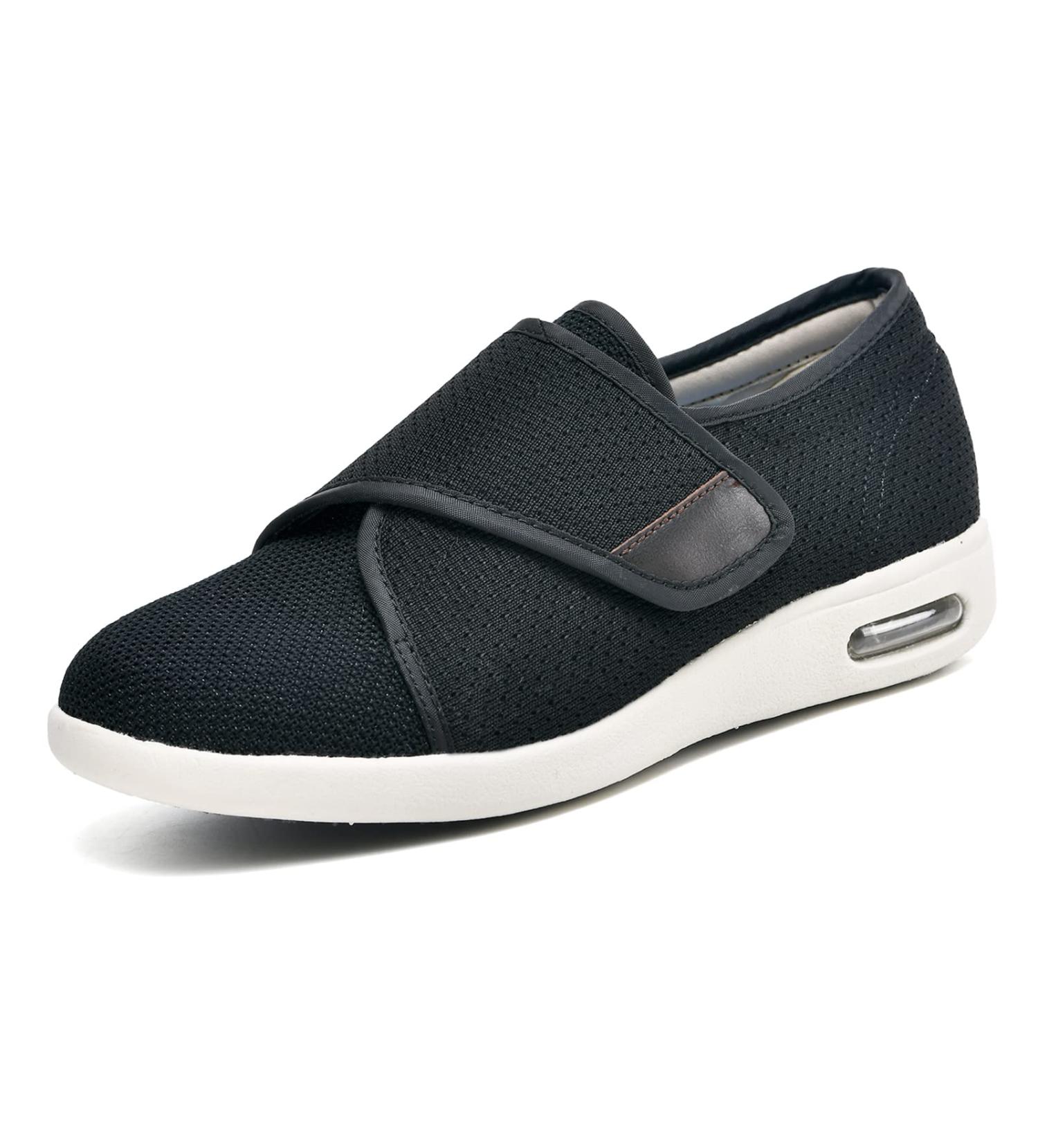 W&LESVAGO Women's Diabetic Walking Shoes - Wide Width Adjustable Non-Slip Sneakers with Air Cushion for Plantar Fasciitis - Size 6.5 Wide - Black - Buy Online on GoSupps.com
