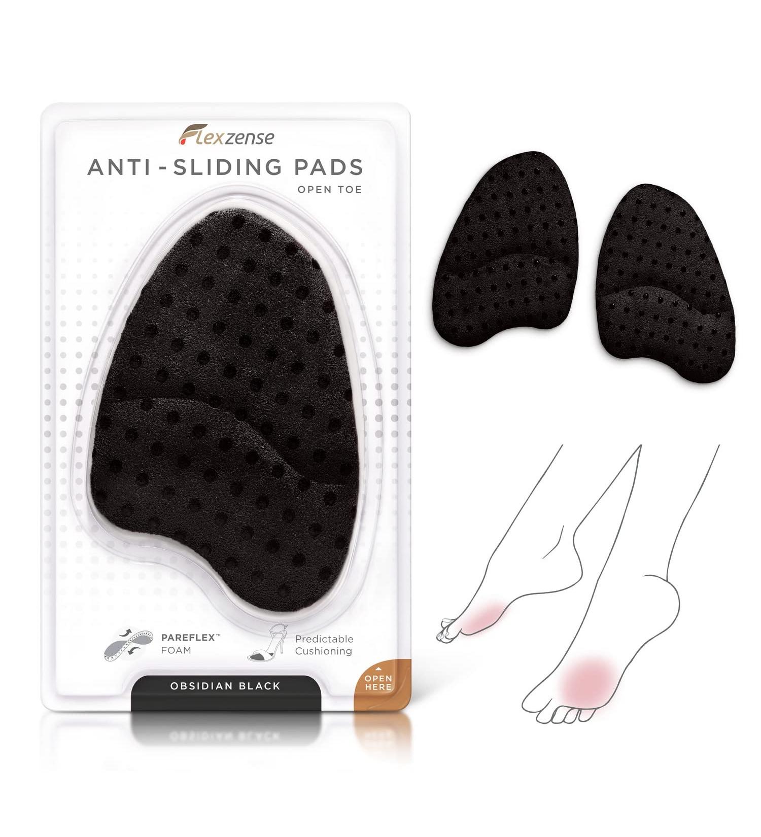 FLEXZENSE Anti-Sliding Pads - Open Toe Cushioning for Ultimate Comfort | Obsidian Black | 1 Pair - Buy Online on GoSupps.com