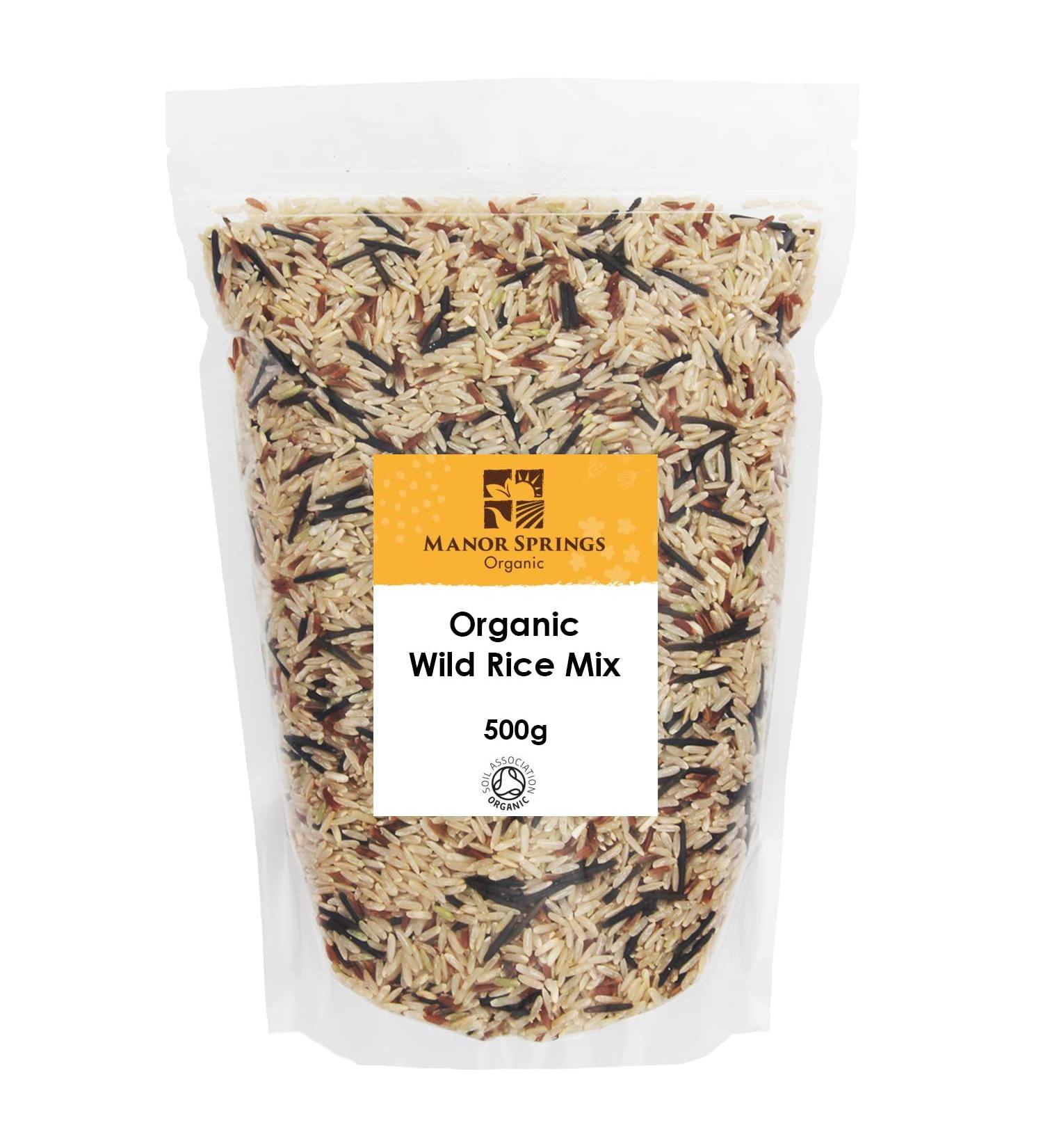Manor Springs Organic Wild Rice Mix 500g - Camargue Red, Long Grain Brown & Wild Rice - Buy Online on GoSupps.com