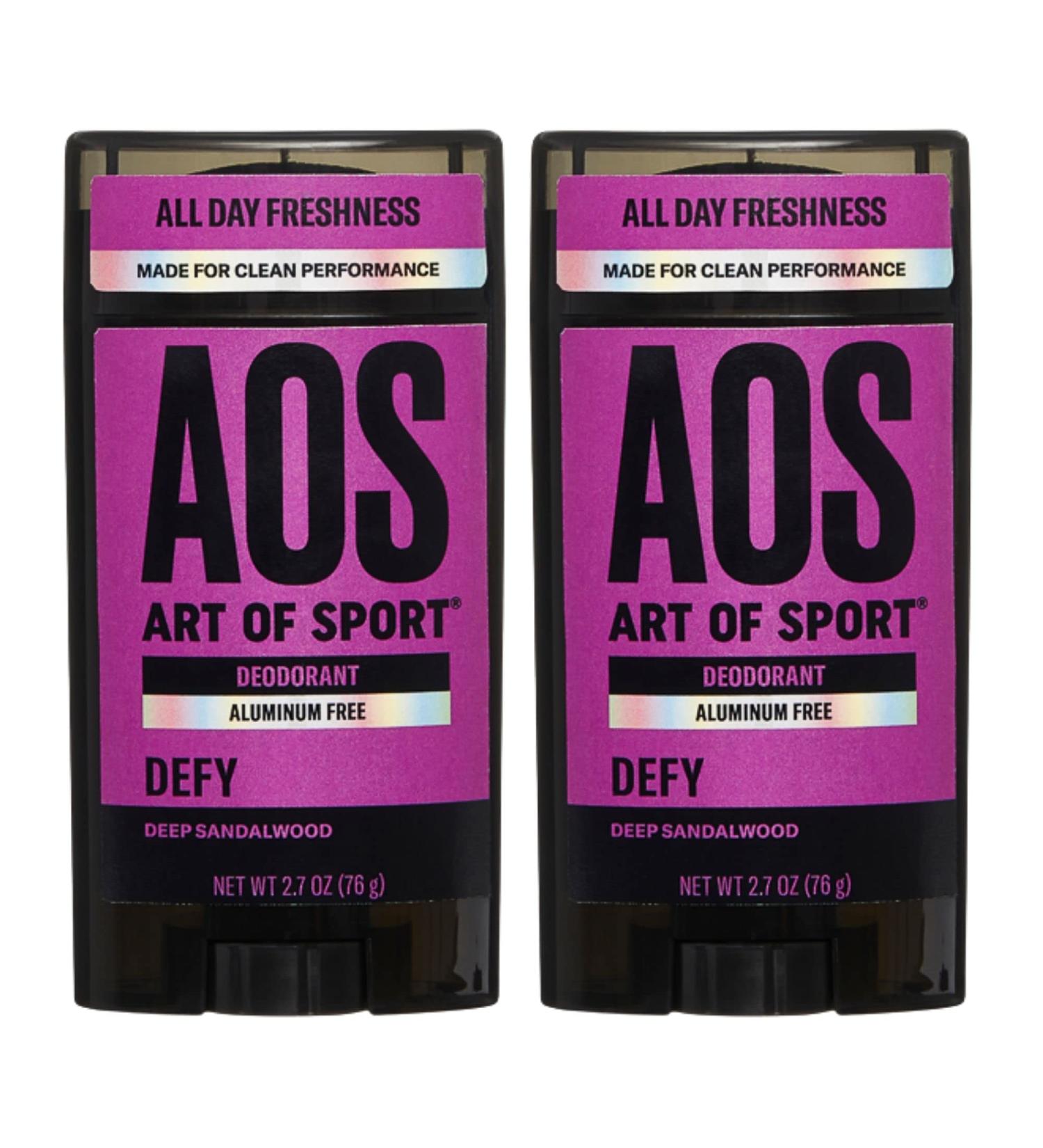 Art of Sport Men's Deodorant - Aluminum-Free Sandalwood, Natural Botanicals, Moisturizing Tea Tree, Pack of 2 - Athlete Approved - Buy Online on GoSupps.com