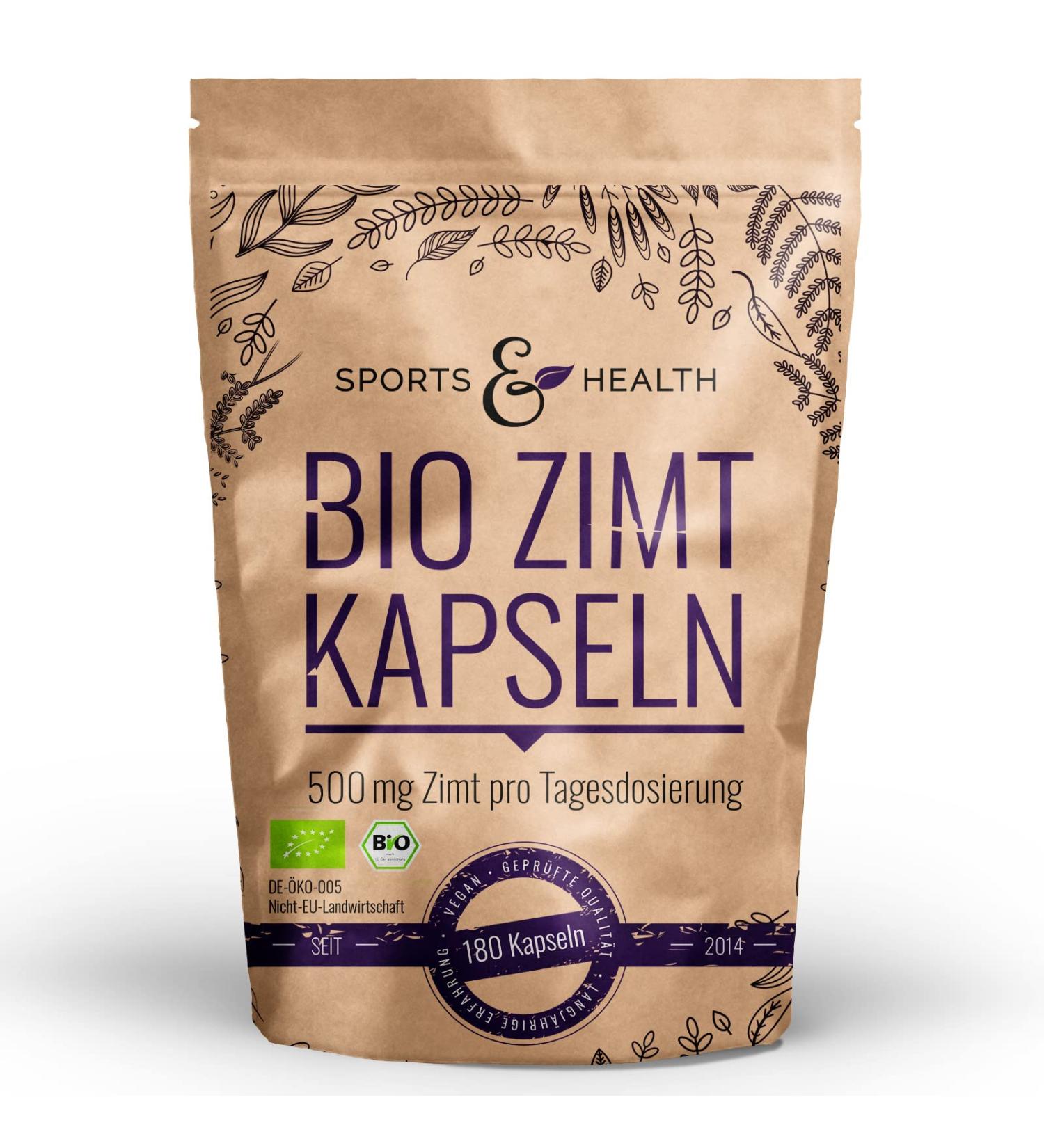 Organic Cinnamon Capsules - High Dose 180 Veggie Capsules | 500mg Daily | Allergen-Free & Vegan | 100% Pure Cinnamon Supplements - Buy Online on GoSupps.com